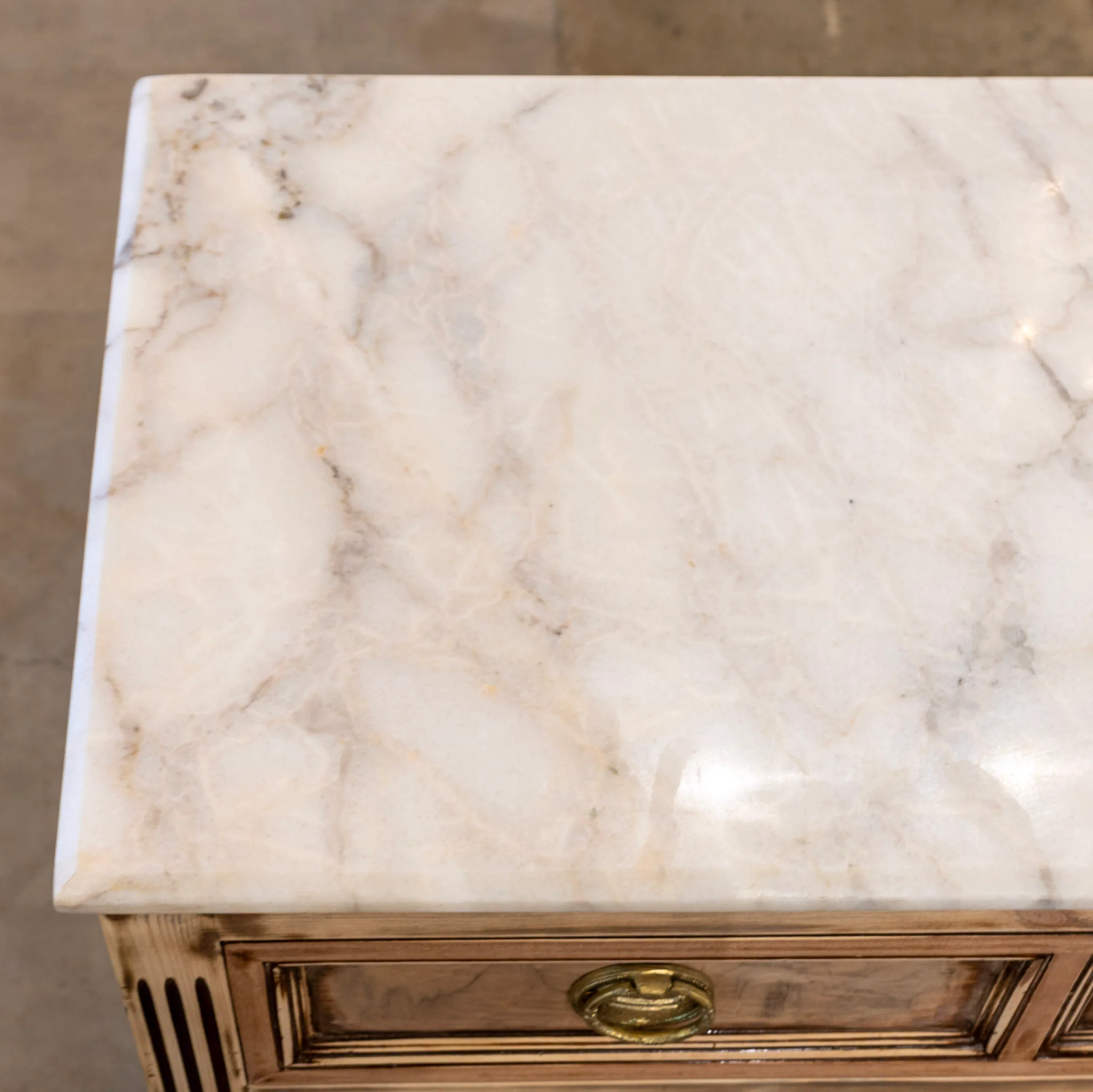 Louis XVI 3-Drawer Chest – Light Honey Burl Wood & Marble Top - Image 6