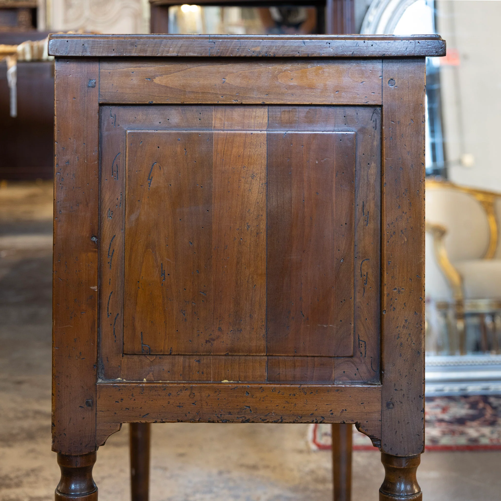 Louis XVI 3-Drawer Nightstand – Dark Brown Wood - Image 6