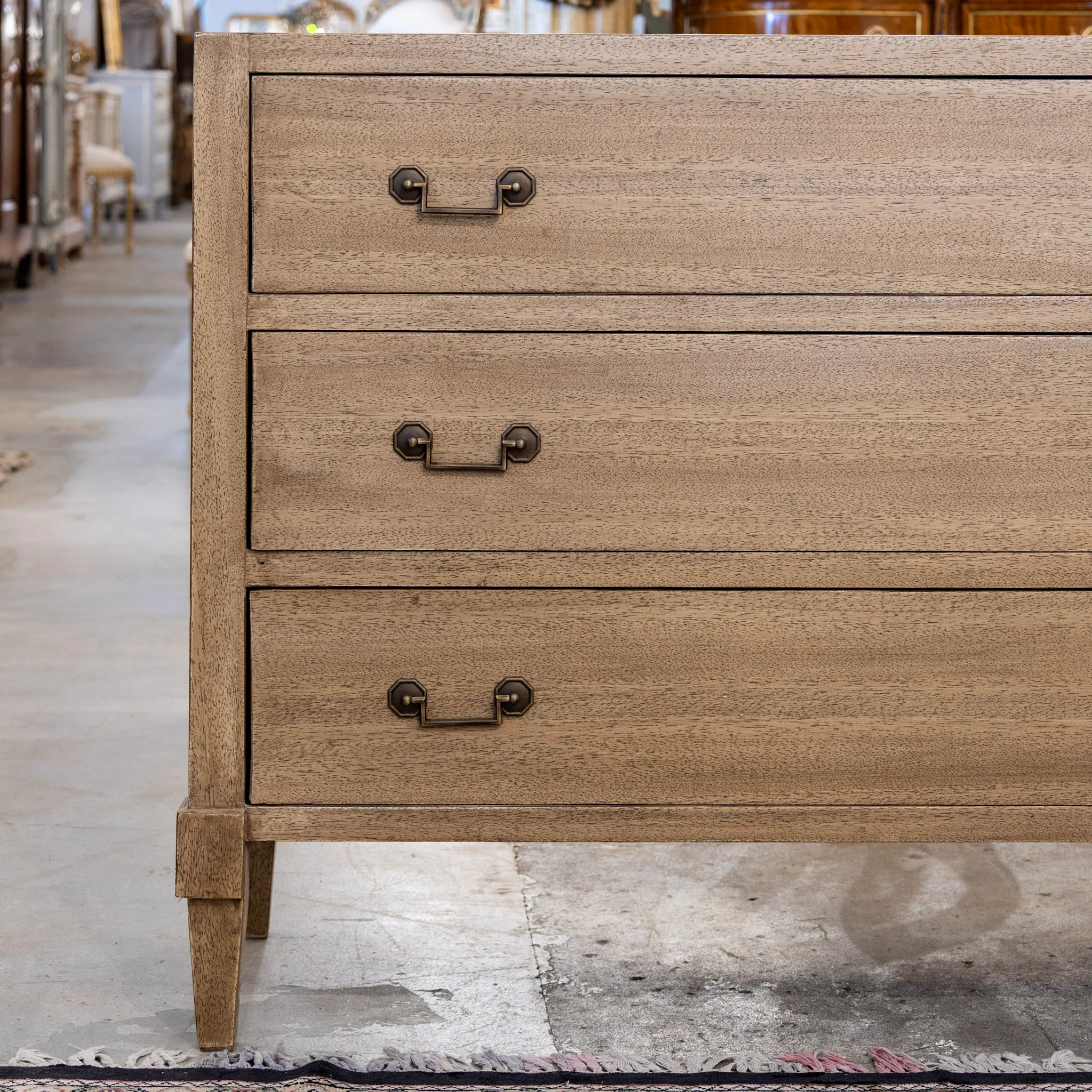 Louis XVI 3-Drawer Nightstand – Light Wood Finish & Tapered Legs - Image 4