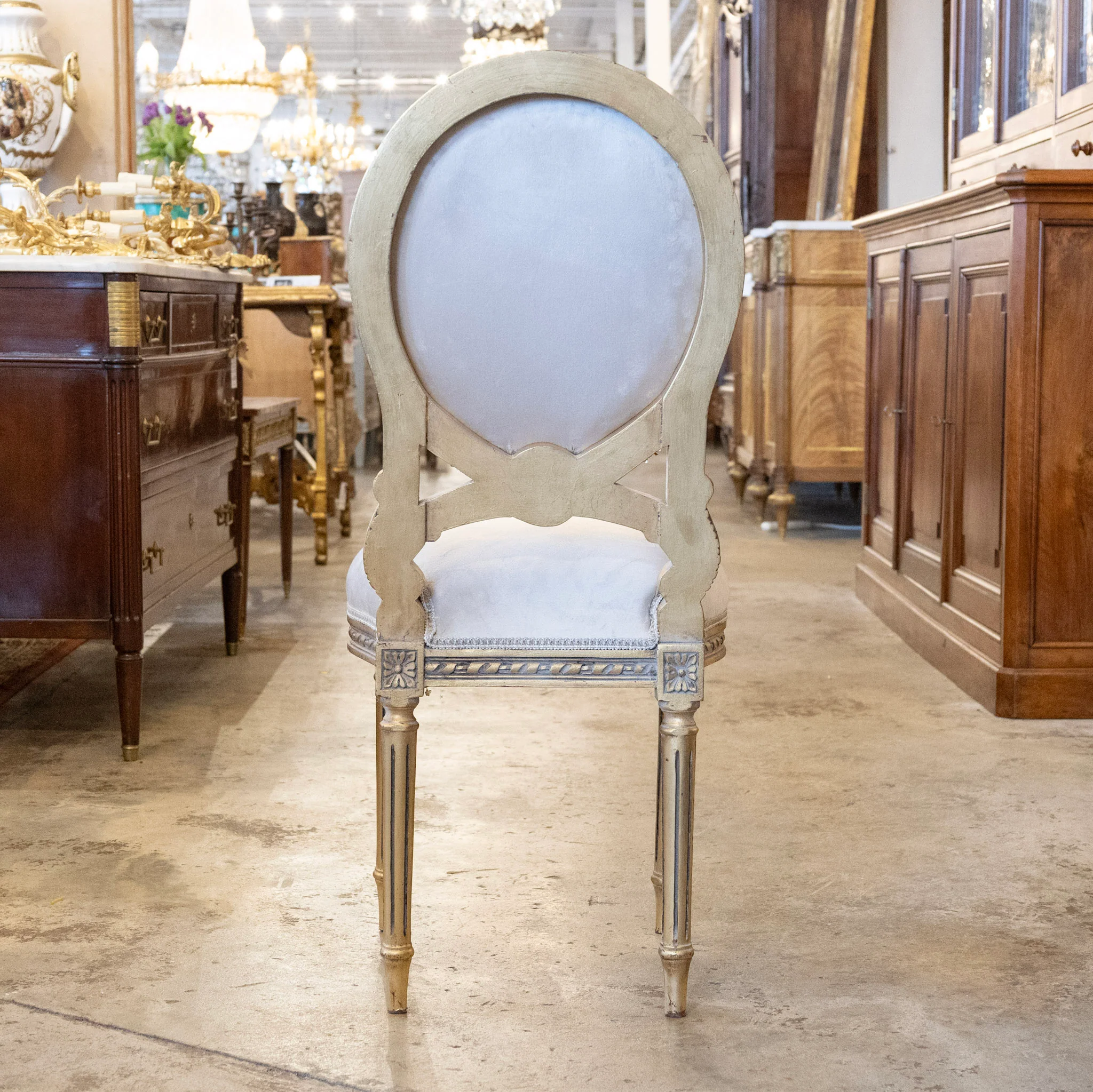 Louis XVI Accent Chair – Gilded Carvings & Off White Velvet - Image 6