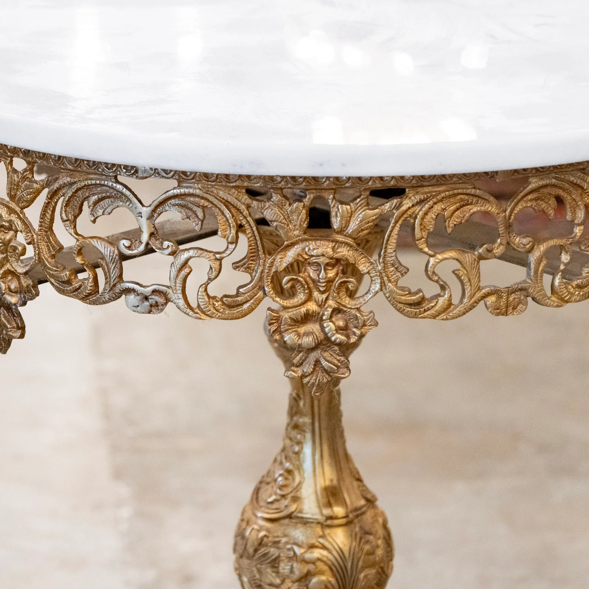 Louis XVI Brass Center Table – White Marble Top & Claw Feet - Image 5