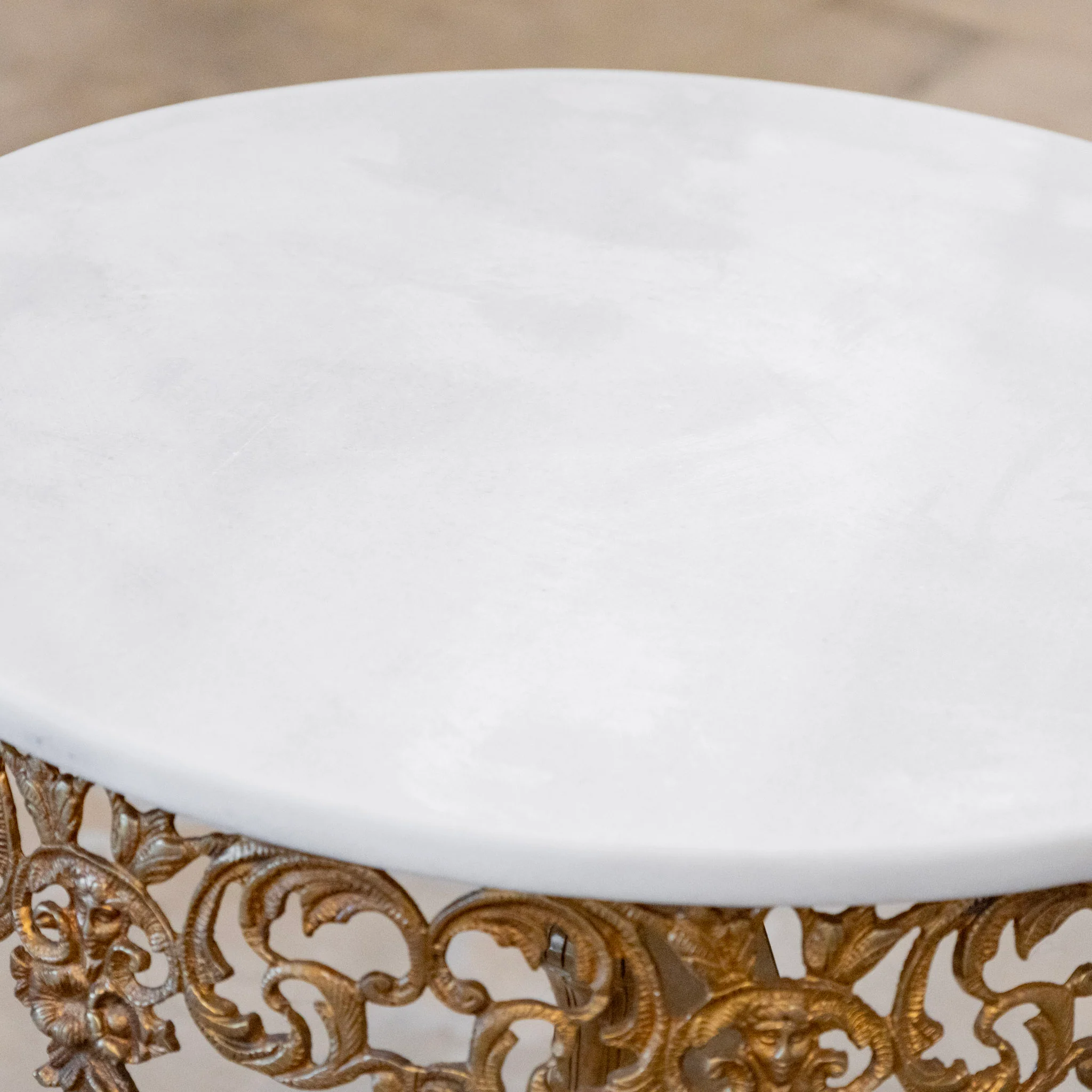 Louis XVI Brass Center Table – White Marble Top & Claw Feet - Image 6