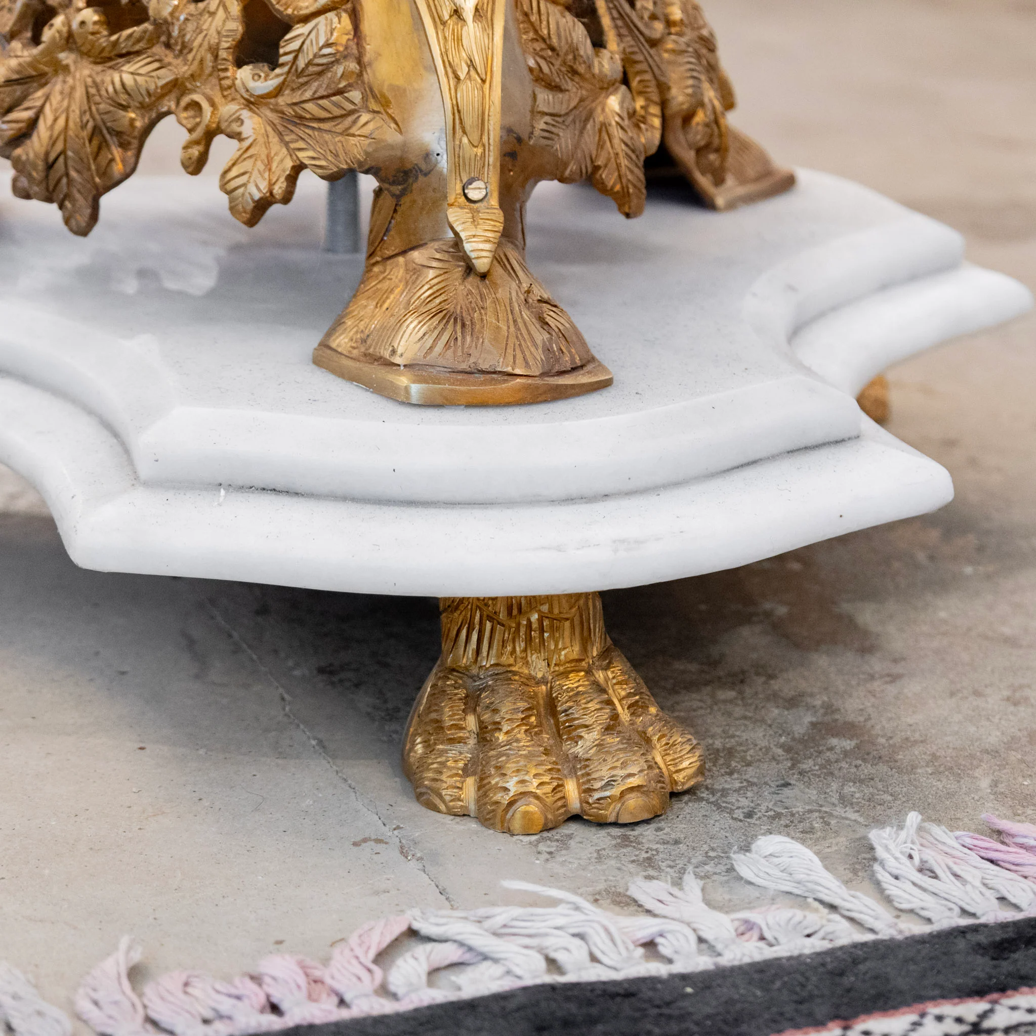 Louis XVI Brass Center Table – White Marble Top & Claw Feet - Image 8