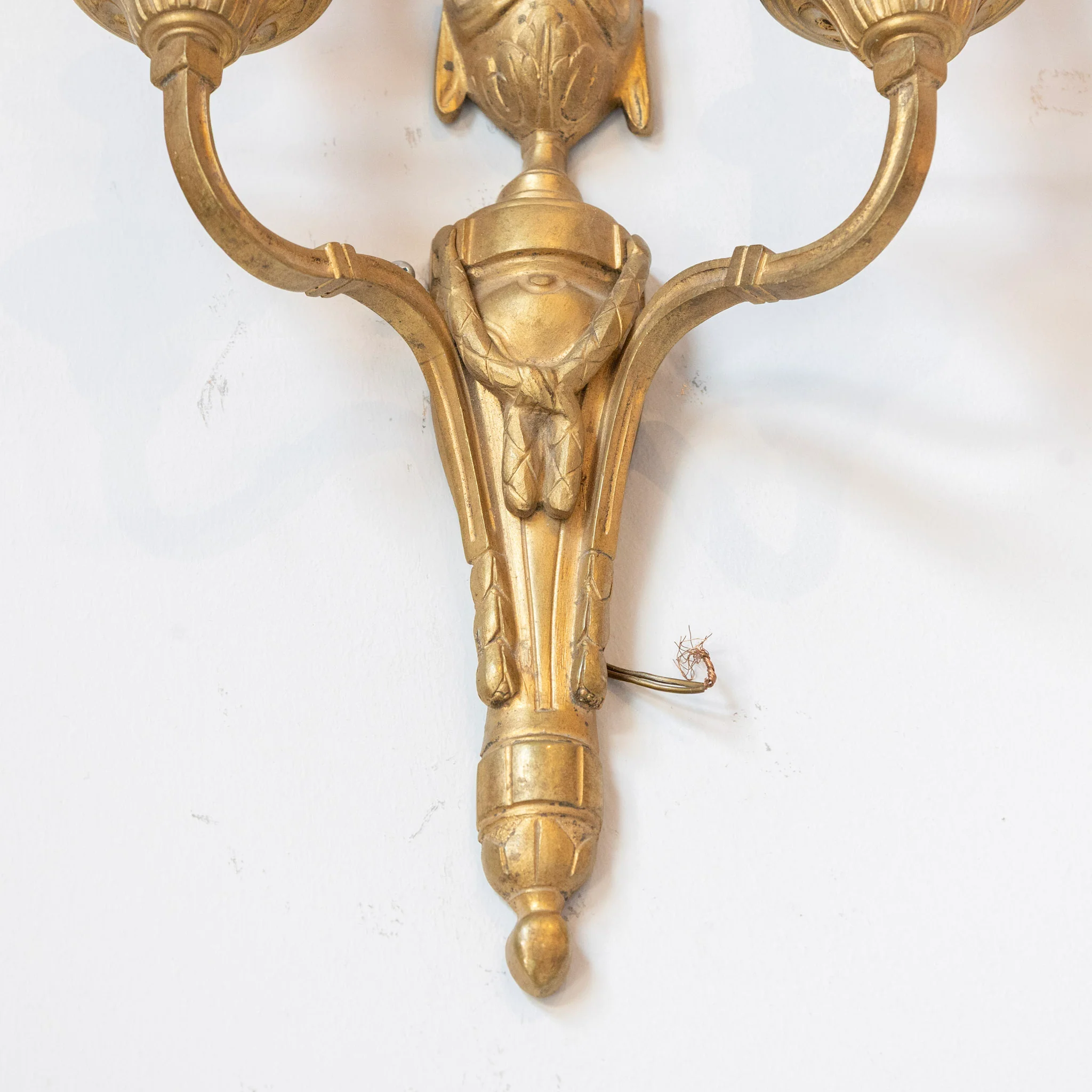 Louis XVI Brass Two-Arm Wall Sconce – Urn & Drapery Motif - Image 5