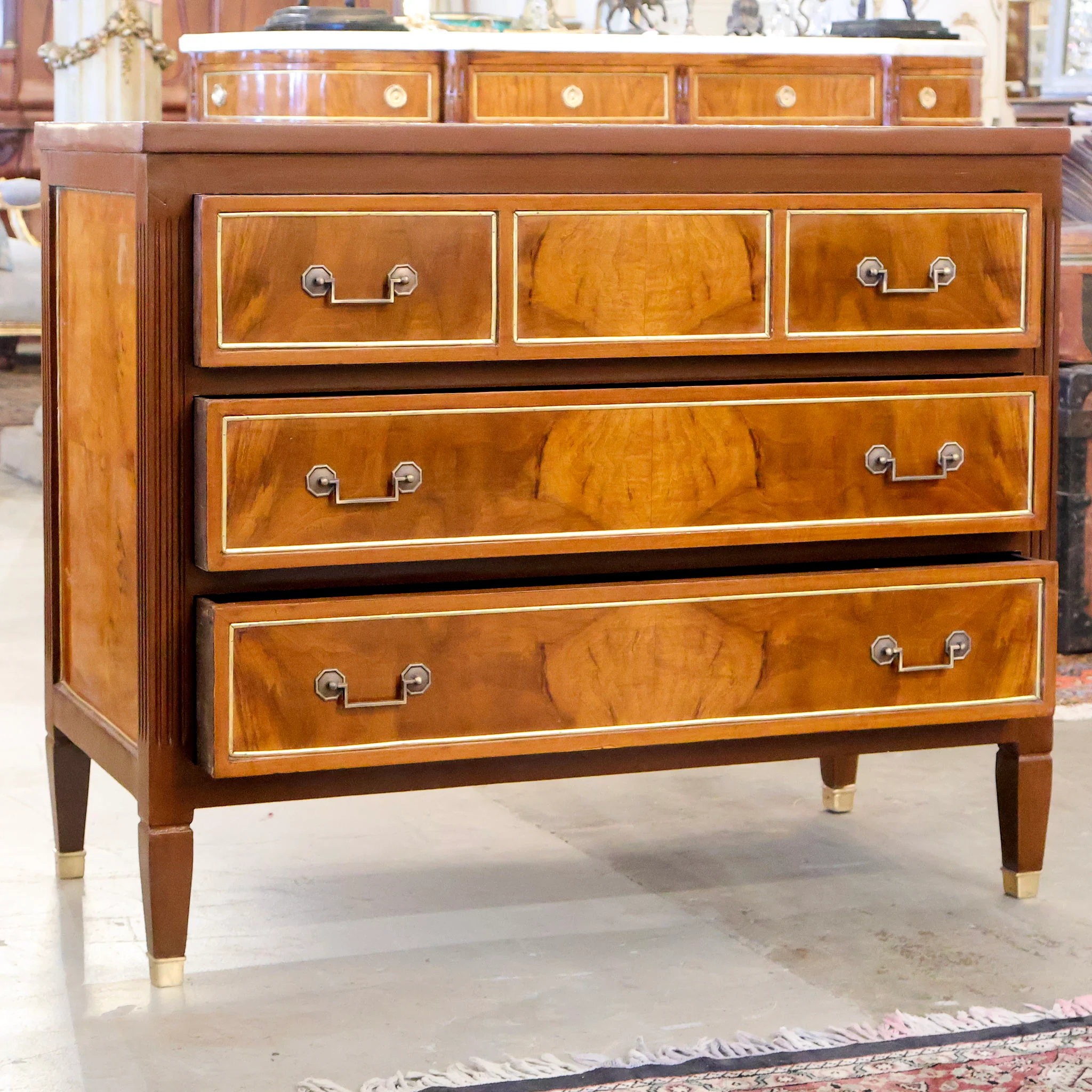 Louis XVI Burl Wood Chest w/ Straight Top & Flat Pulls (42" Wide) - Image 3