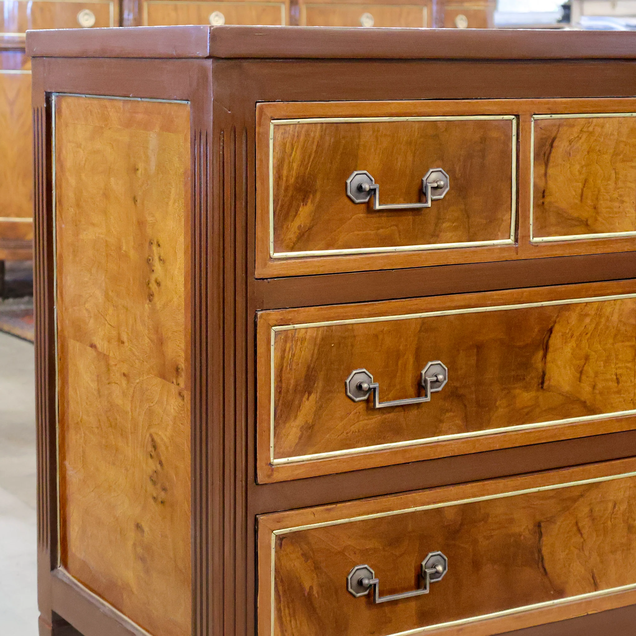 Louis XVI Burl Wood Chest w/ Straight Top & Flat Pulls (42" Wide) - Image 4