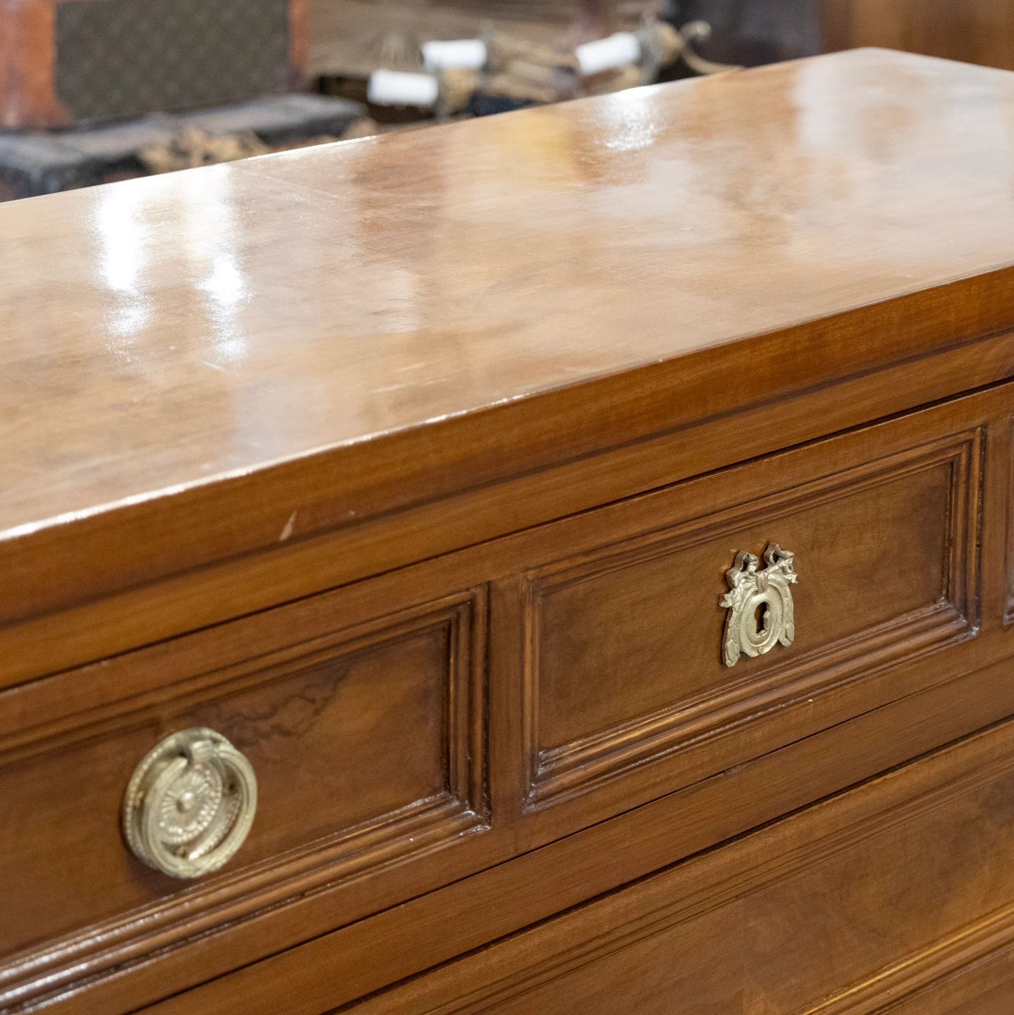 Louis XVI Burl Wood Chest with Rope Trim & Ballerina Legs - Image 5