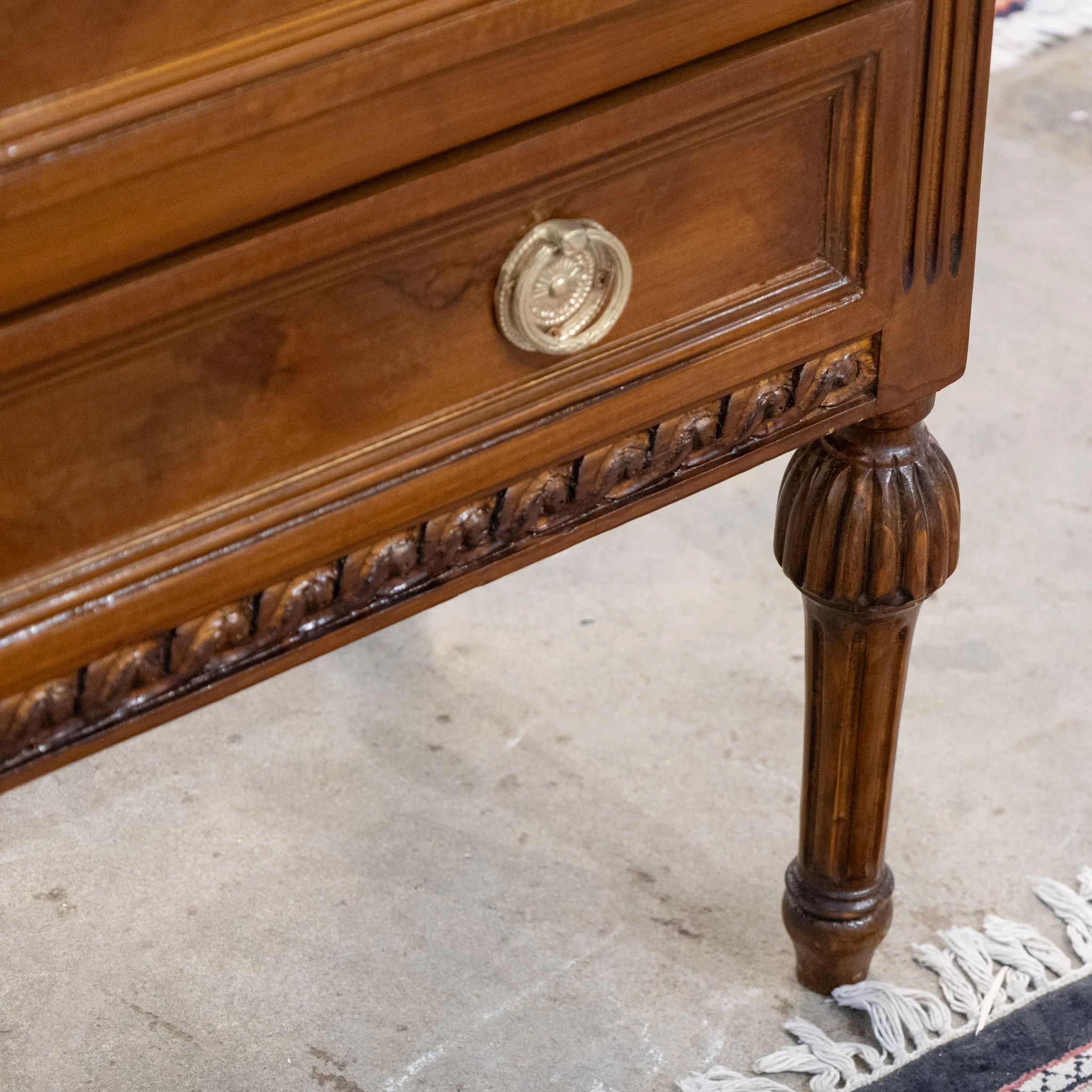 Louis XVI Burl Wood Chest with Rope Trim & Ballerina Legs - Image 7