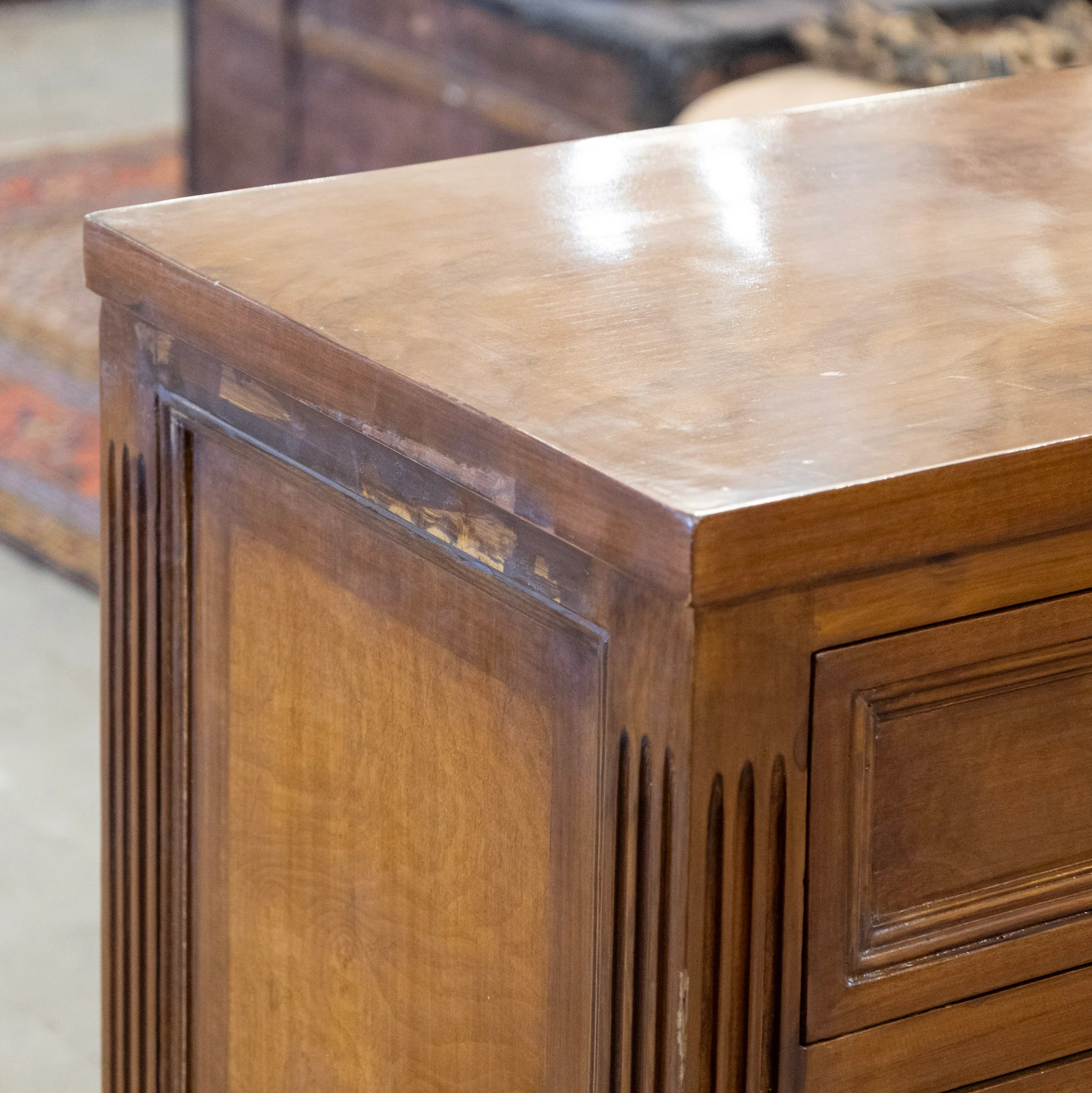 Louis XVI Burl Wood Chest with Rope Trim & Ballerina Legs - Image 8