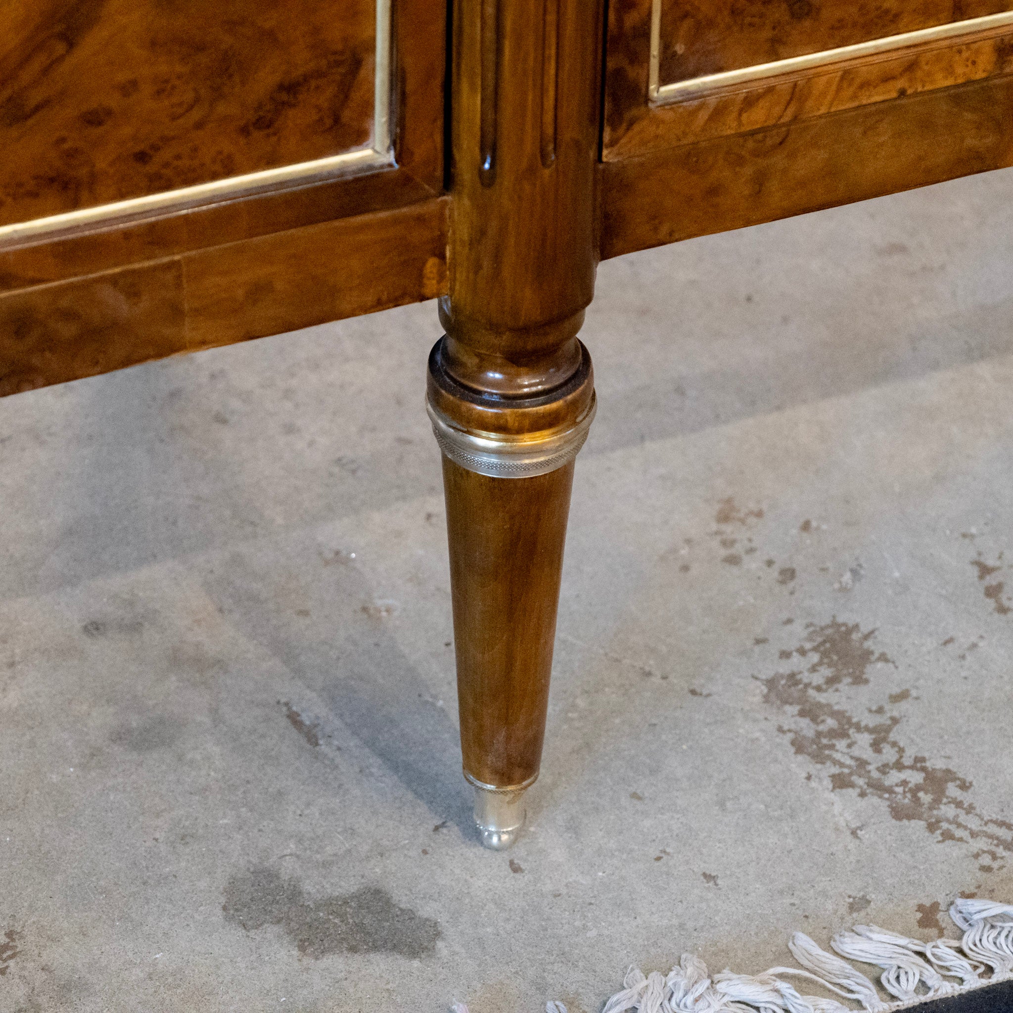 Louis XVI Burl Wood Nine Drawer Dresser – Brass Inlay & Greek Pulls - Image 15