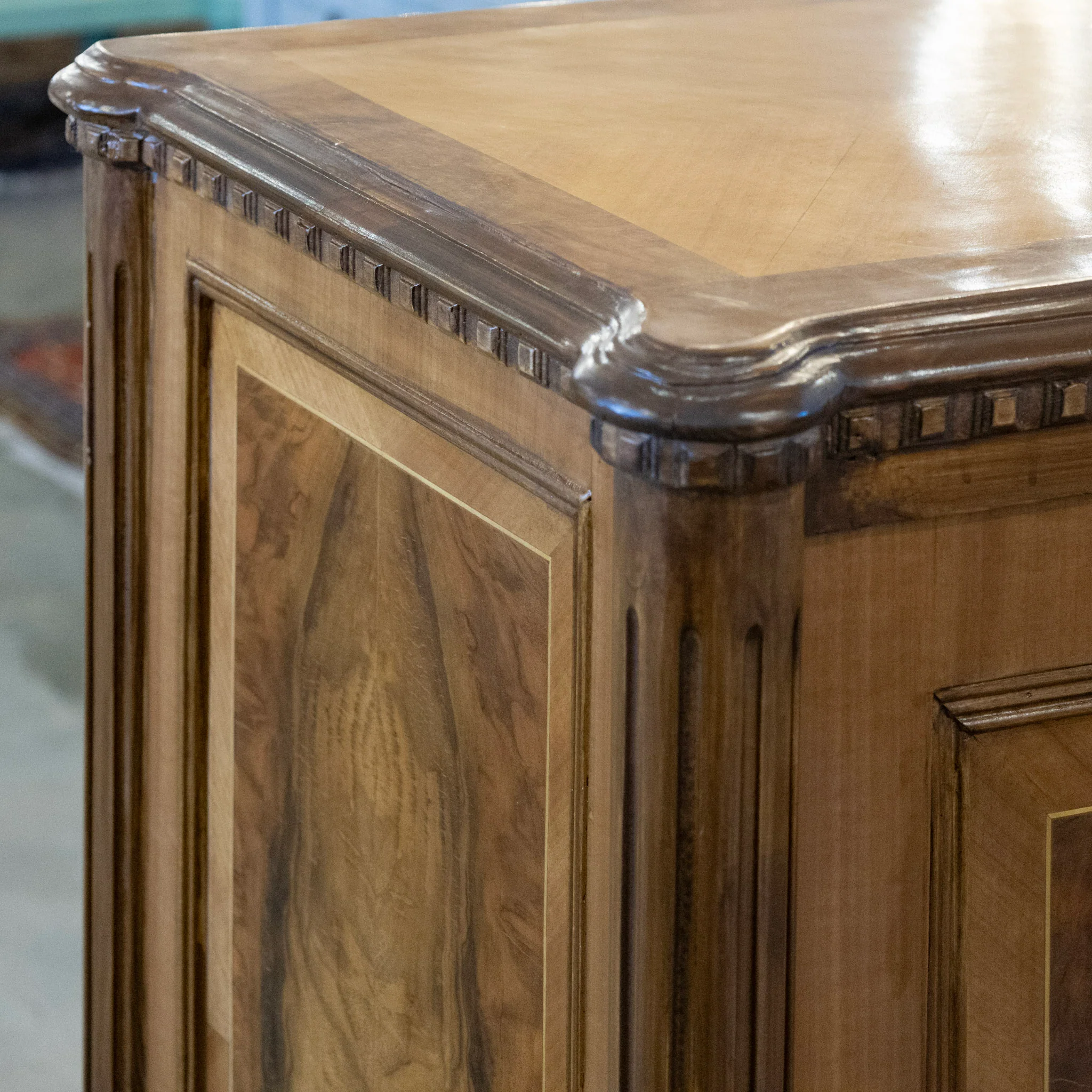 Louis XVI Burl Wood Sideboard – Rope Trim & Ballerina Legs - Image 8