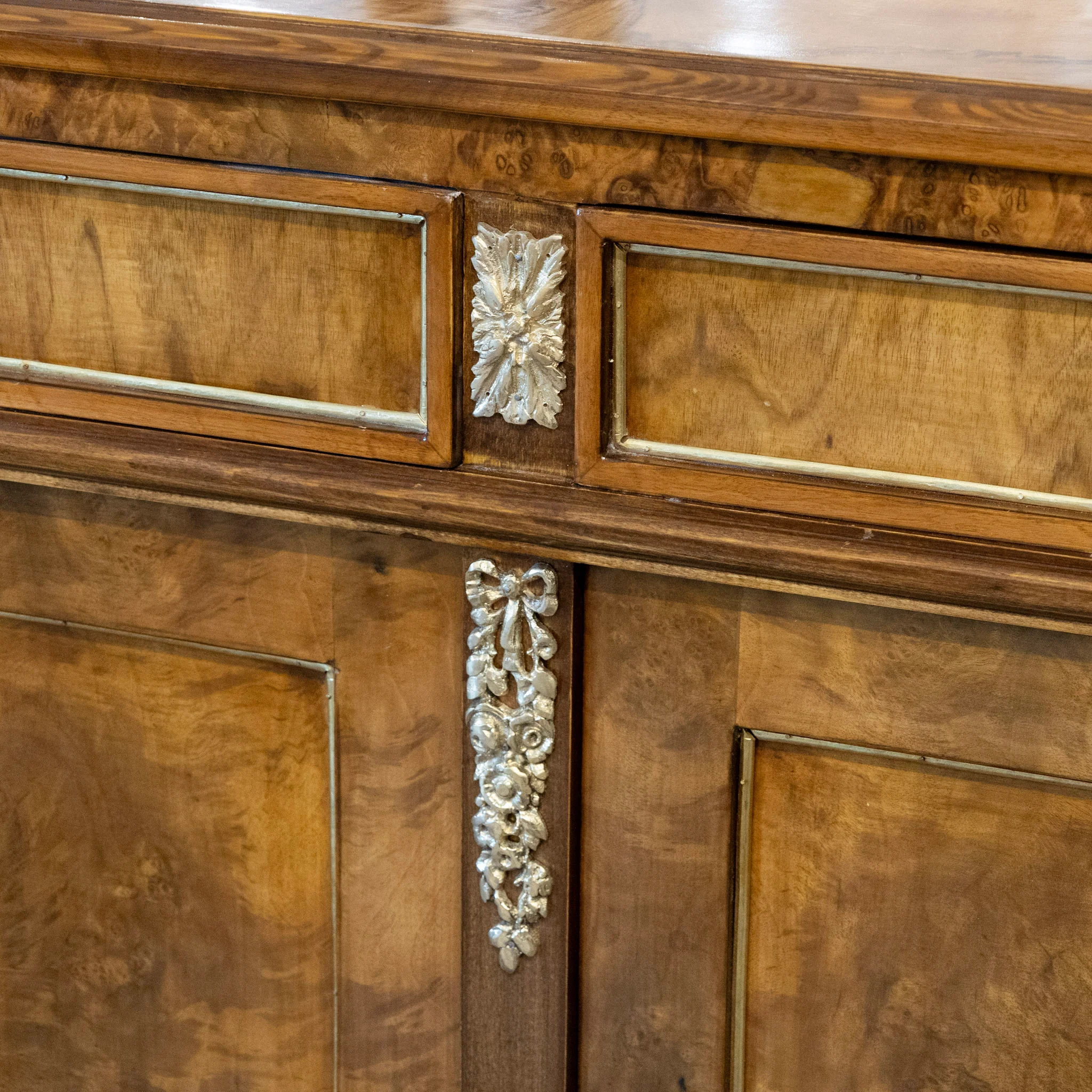 Louis XVI Burl Wood Sideboard with Brass Hardware - Image 10