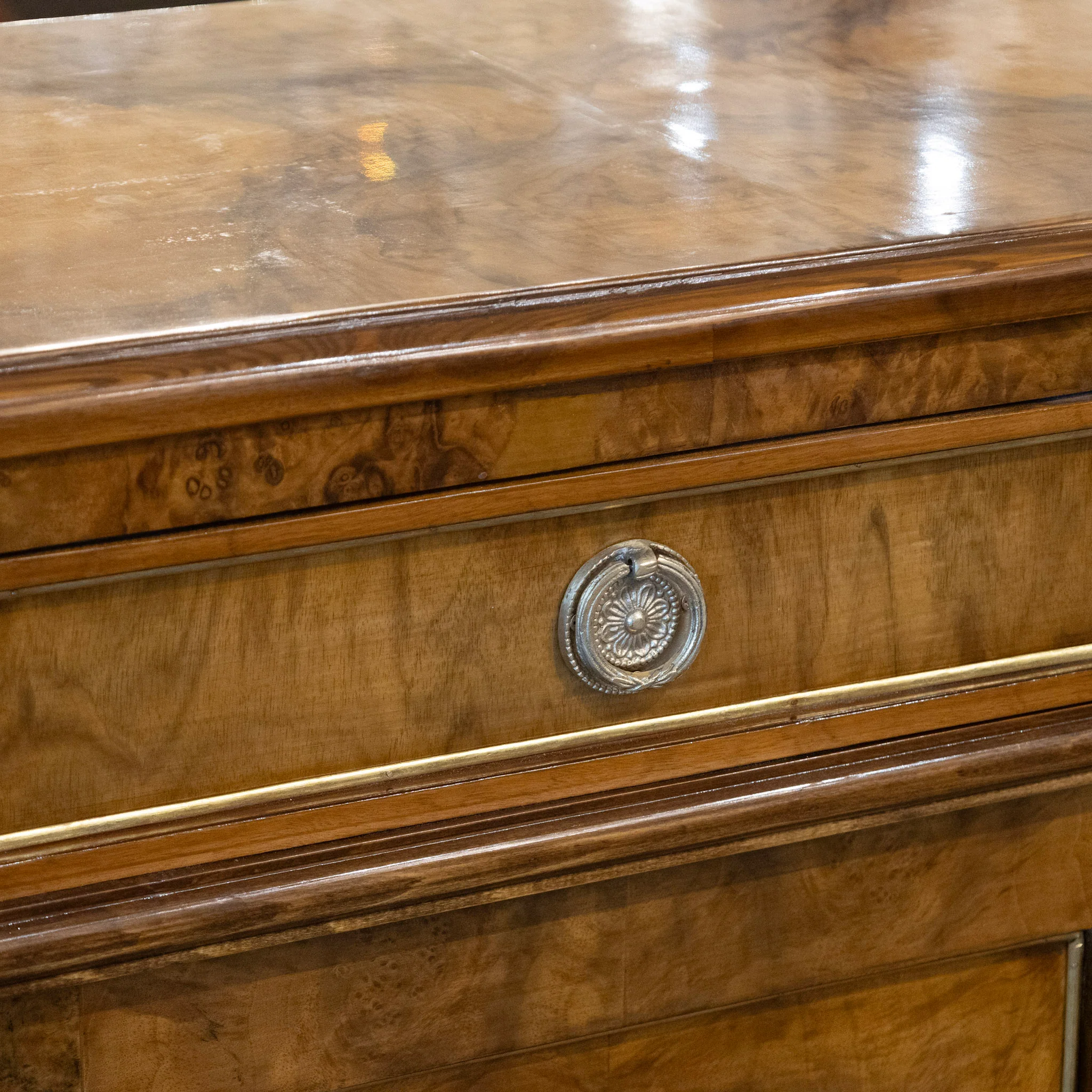 Louis XVI Burl Wood Sideboard with Brass Hardware - Image 12