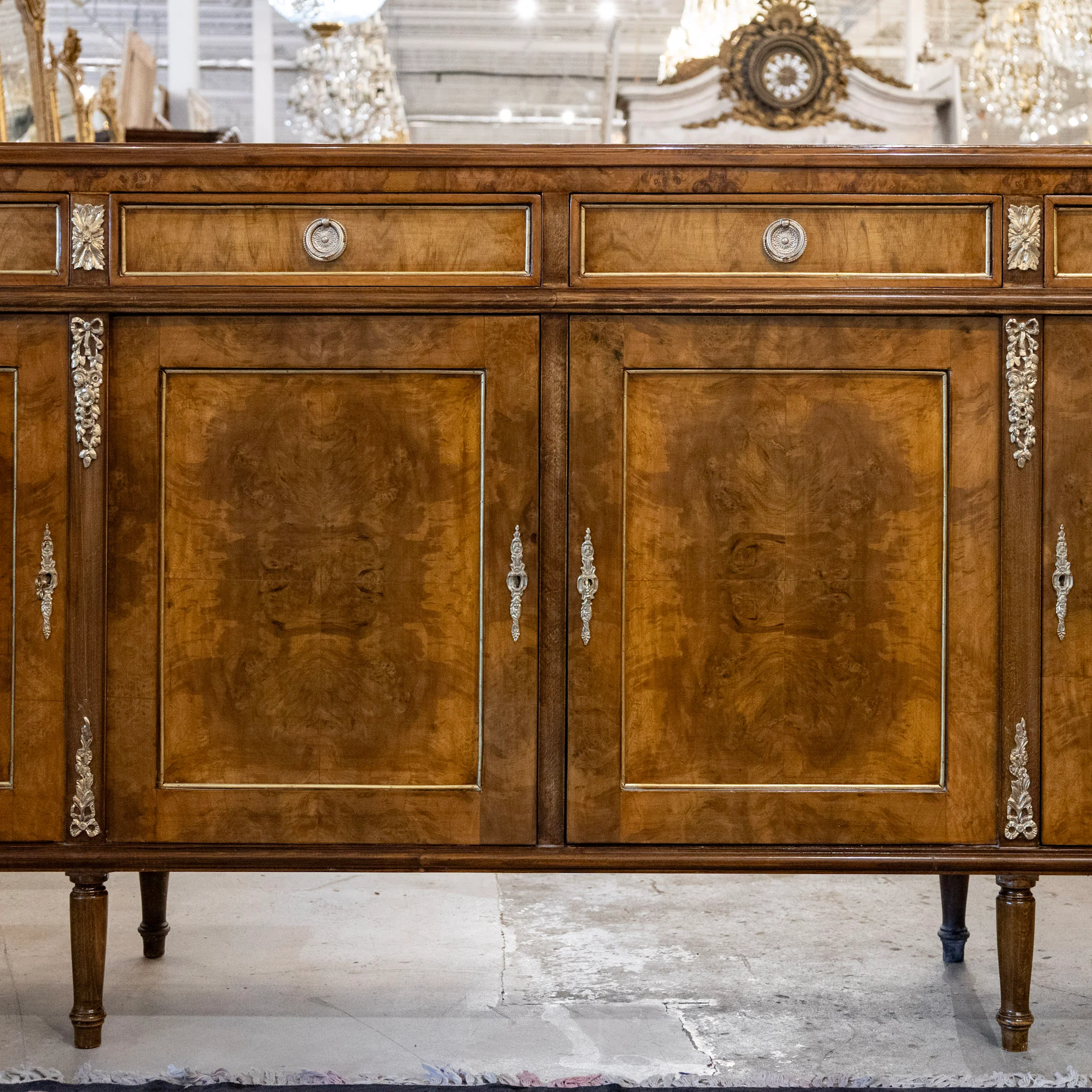 Louis XVI Burl Wood Sideboard with Brass Hardware - Image 2