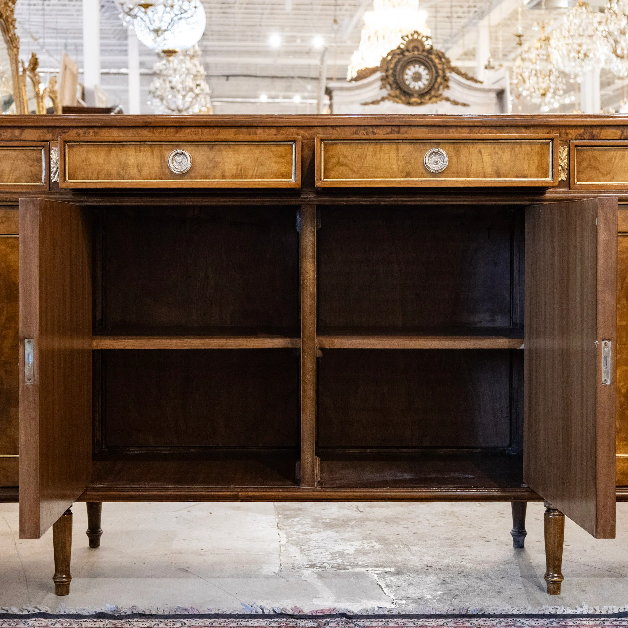 Louis XVI Burl Wood Sideboard with Brass Hardware - Image 3