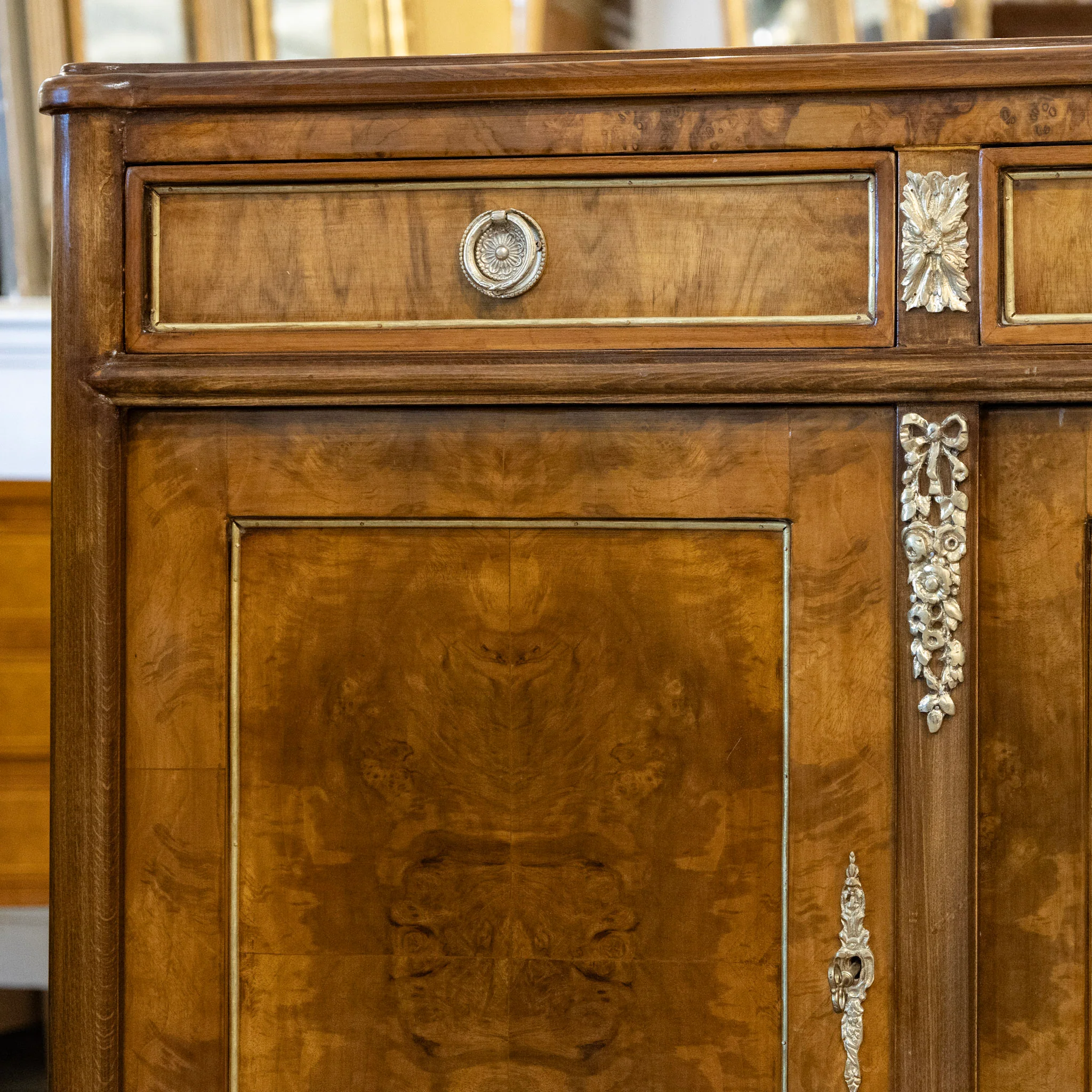 Louis XVI Burl Wood Sideboard with Brass Hardware - Image 6