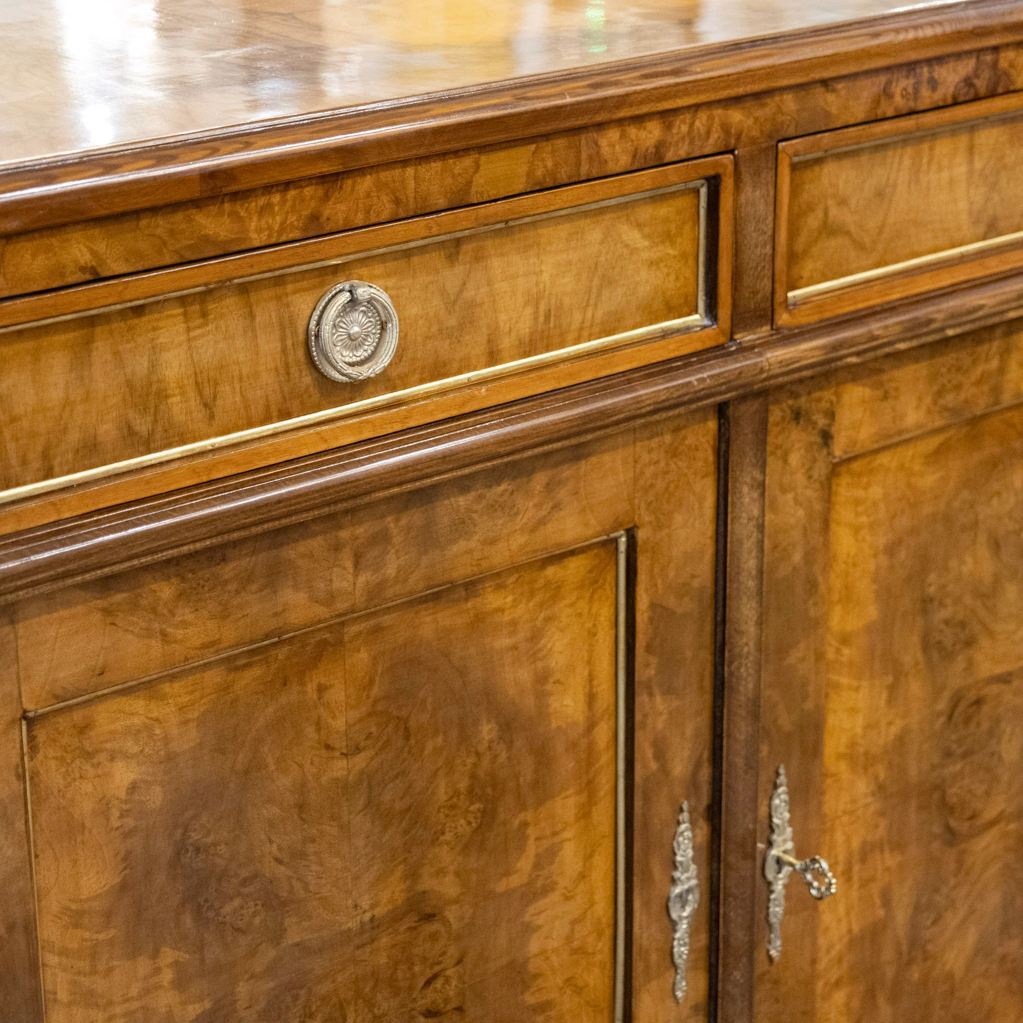 Louis XVI Burl Wood Sideboard with Brass Hardware - Image 8