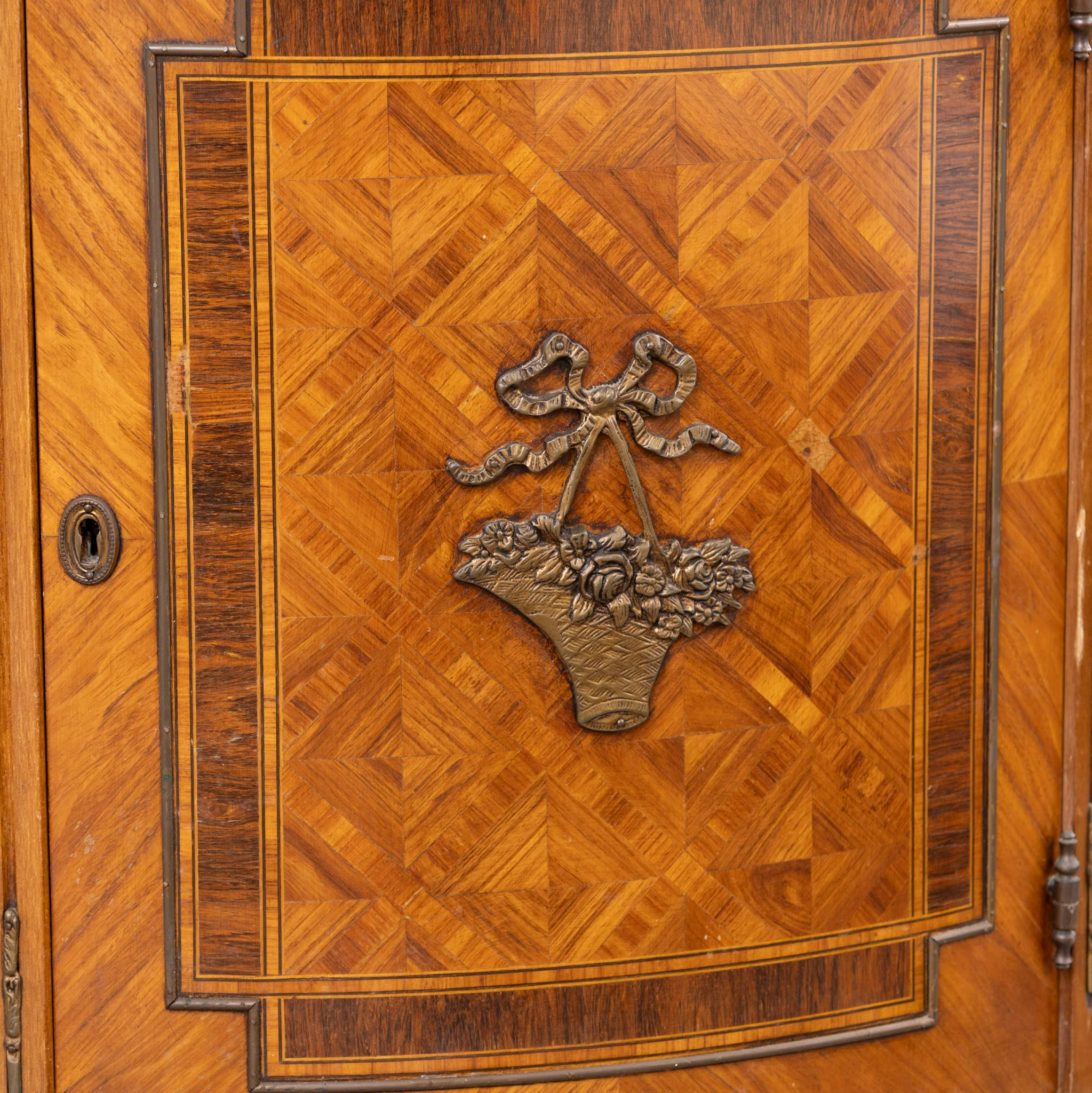 Louis XVI Demilune Buffet – Marquetry Inlay & Marble Top - Image 7