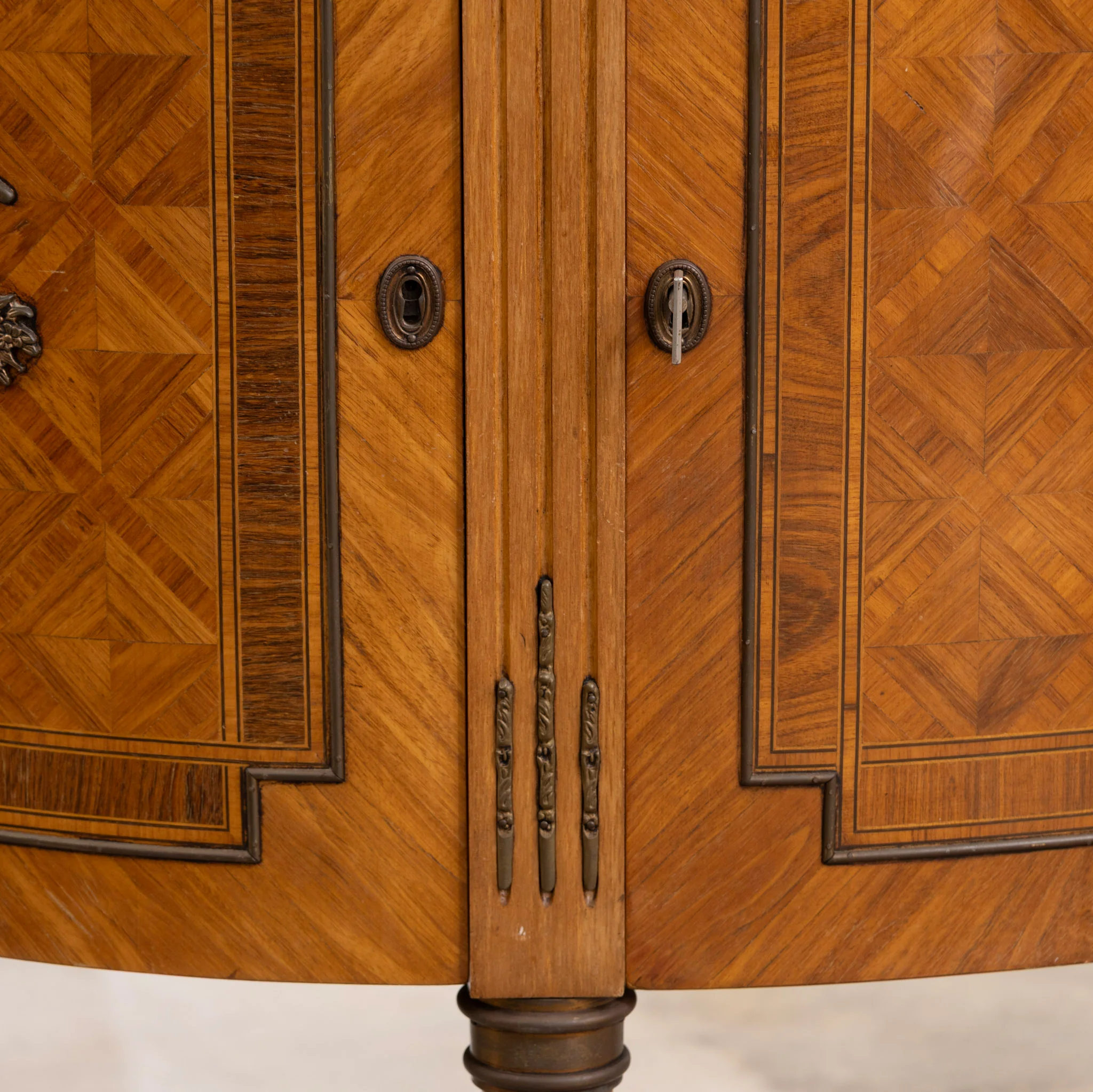 Louis XVI Demilune Buffet – Marquetry Inlay & Marble Top - Image 8