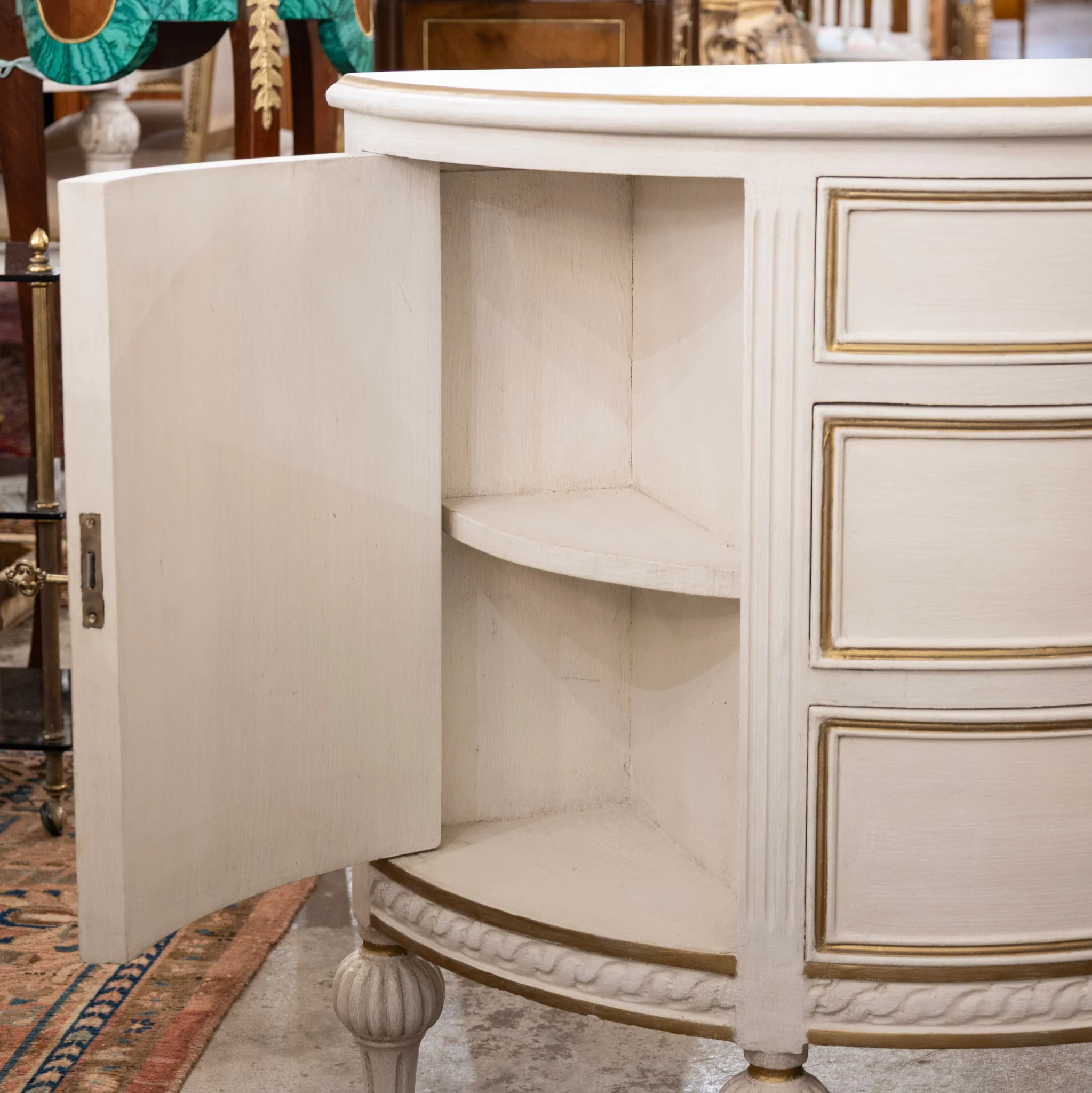 Swedish Demilune Chest – White with Gold Trim - Image 6