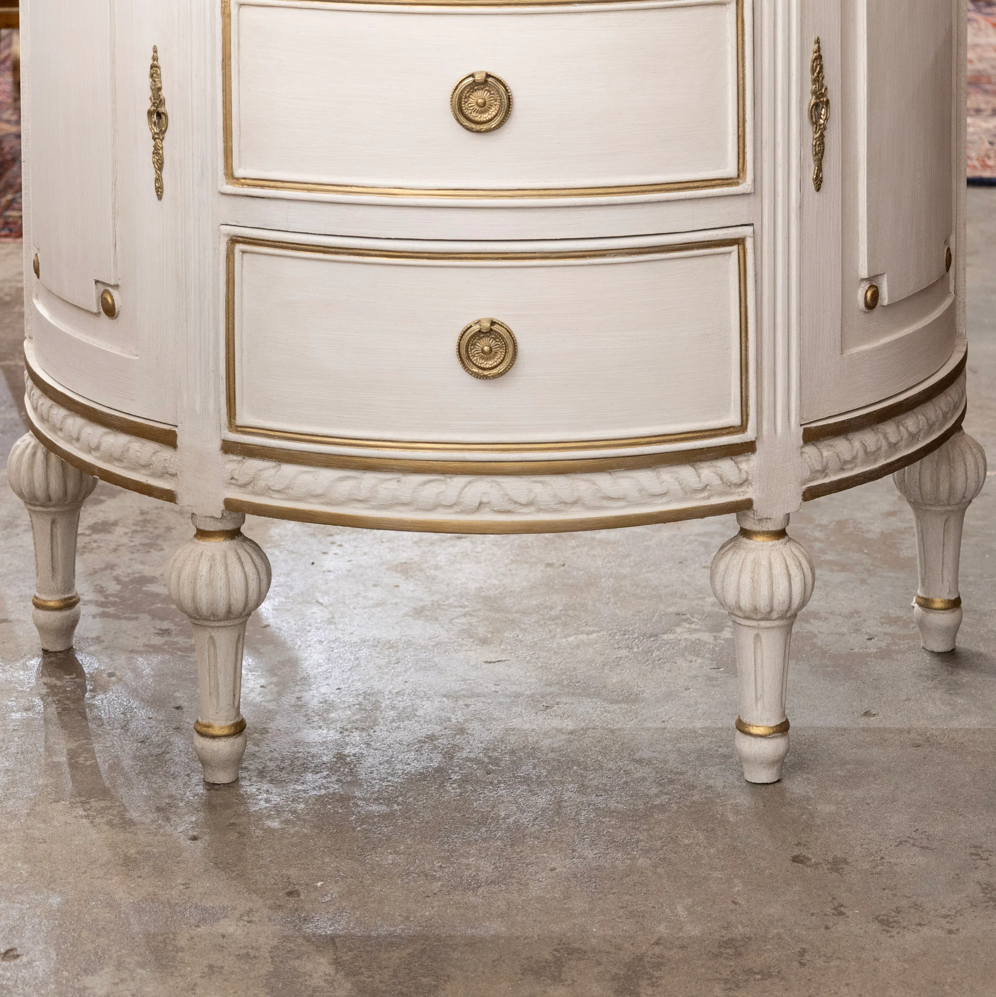 Swedish Demilune Chest – White with Gold Trim - Image 7