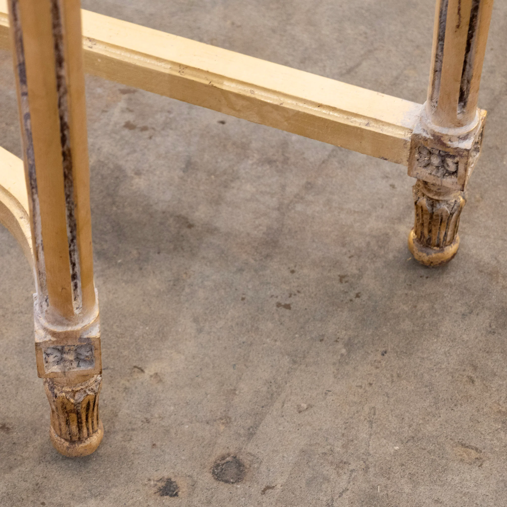 Louis XVI Demilune Console – Gilded Carvings with White Marble Top - Image 8