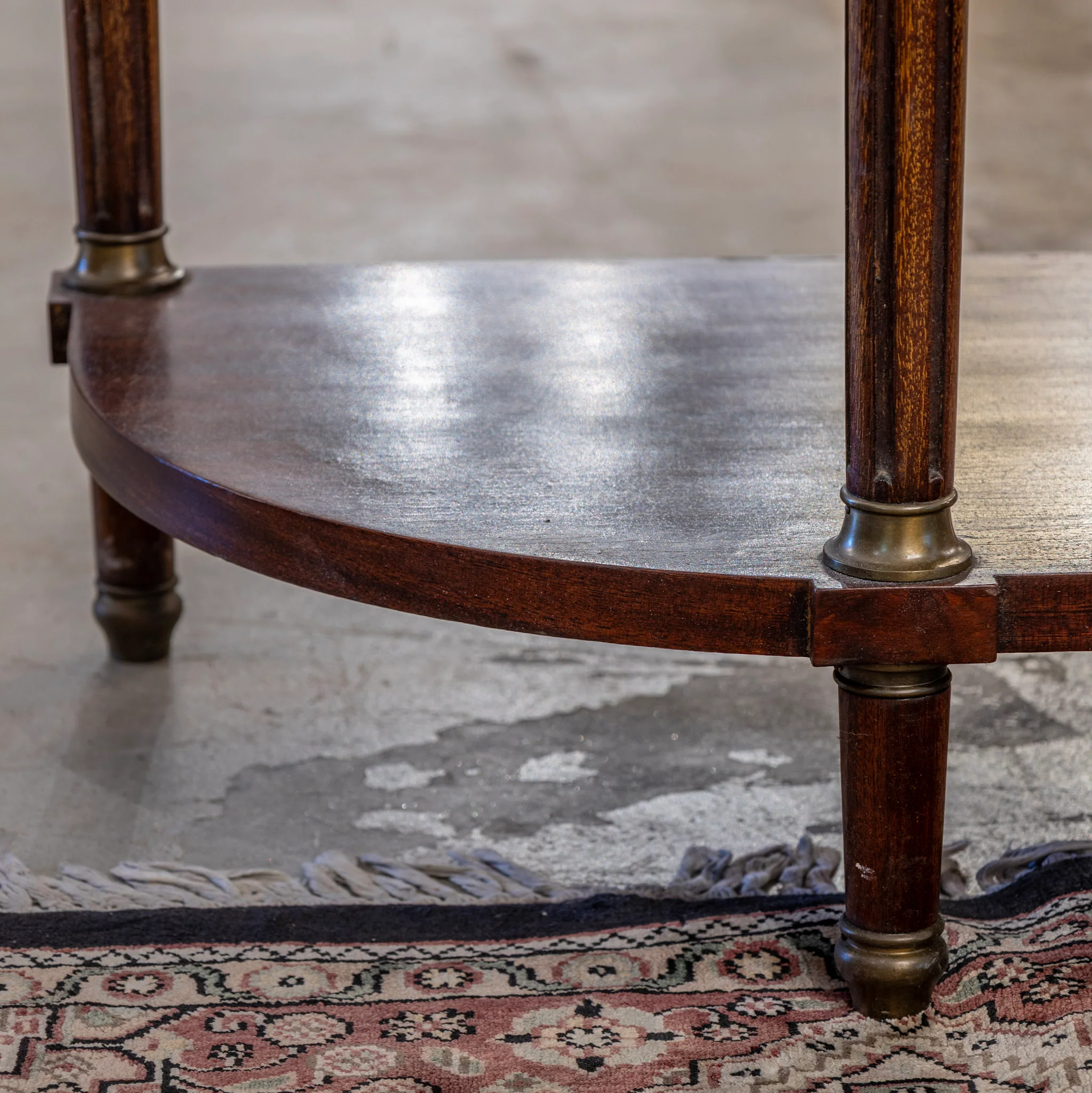 Louis XVI Demilune Console Table – Black Marble Top & Bronze Pulls - Image 5