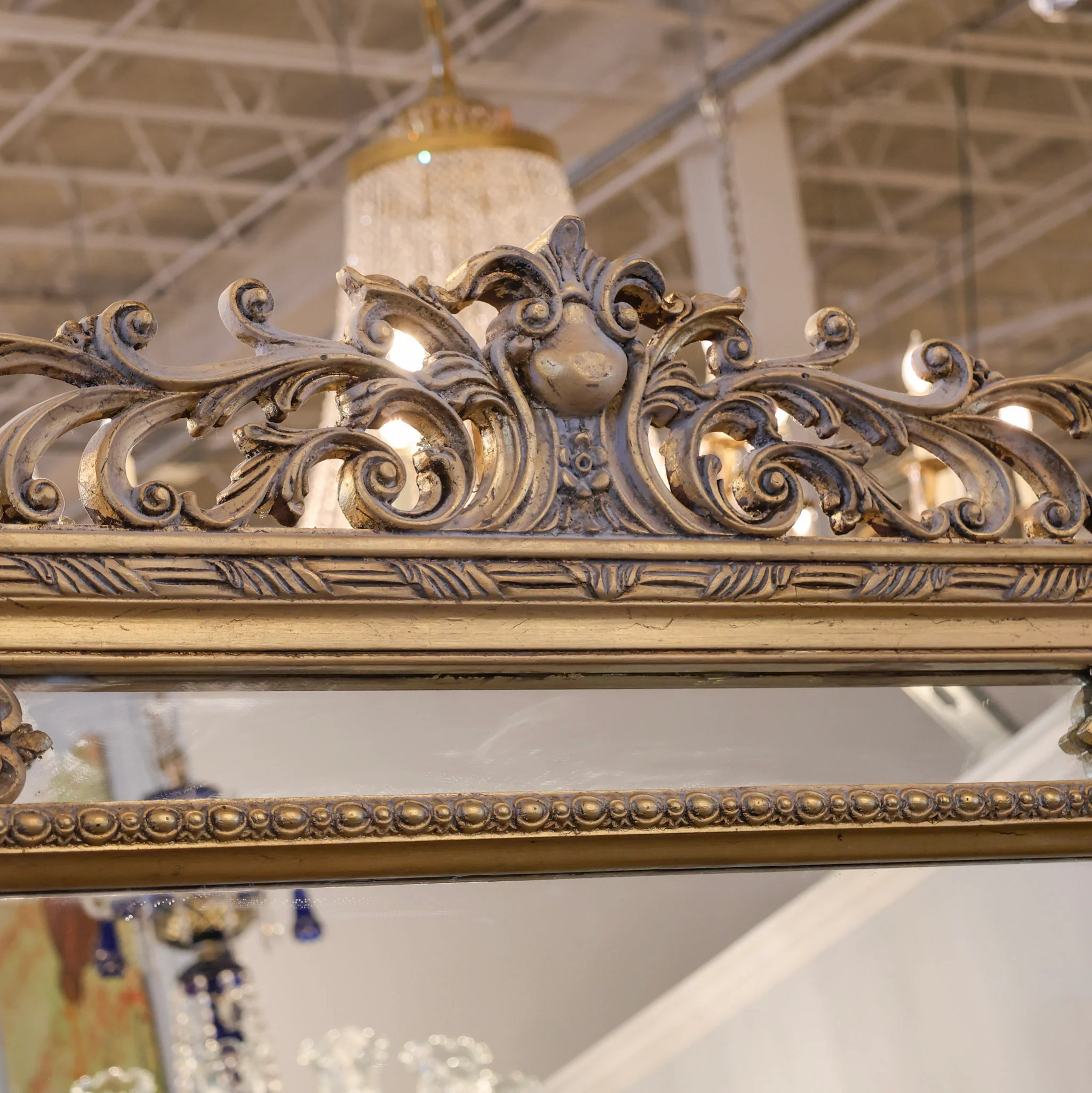 Louis XVI Double Framed Floor Mirror – Carved Gilded Frame - Image 5