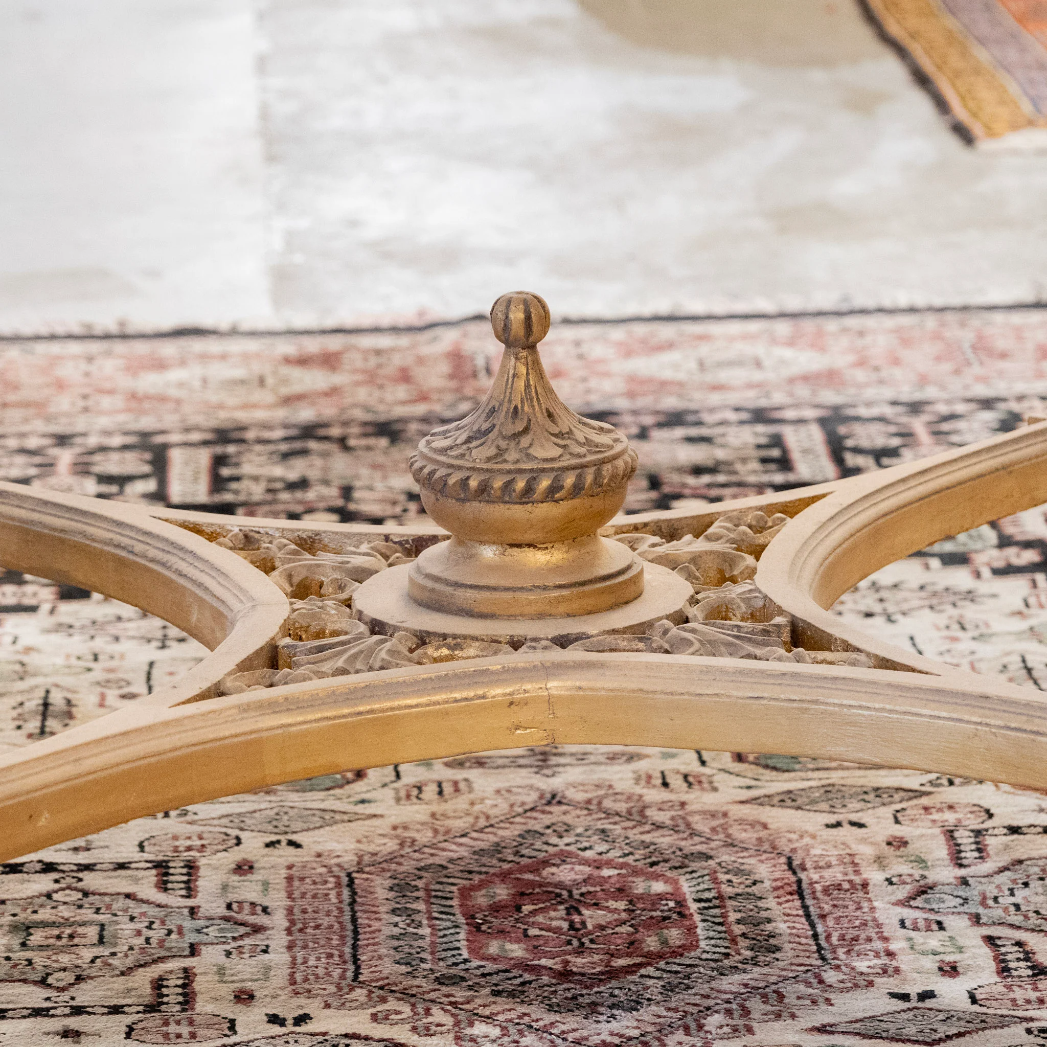 Louis XVI Gilded Center Table with Carved Detailing & White Marble Top - Image 8