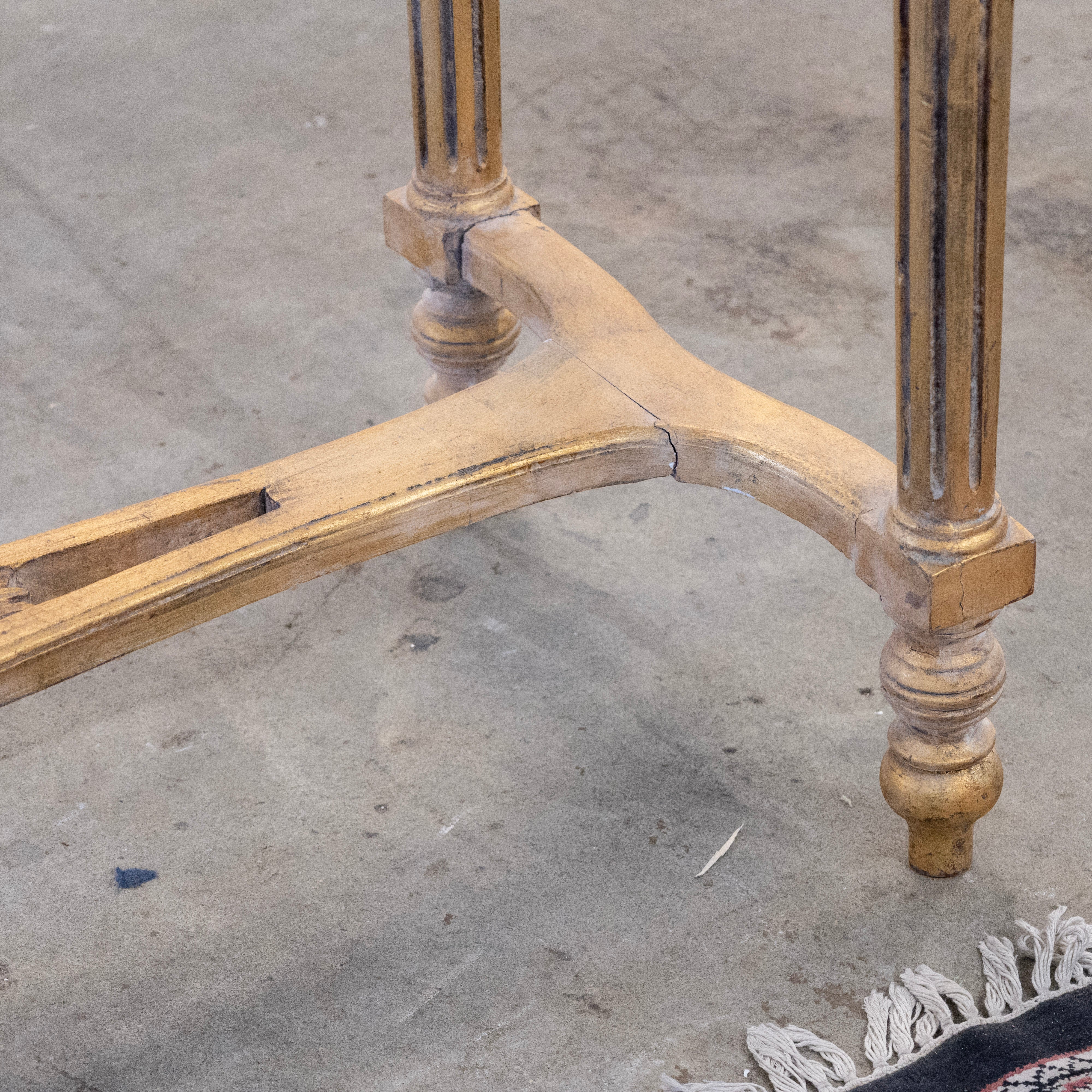 Louis XVI Gilded Console – Carved Trim & Fluted Legs with White Marble Top - Image 7