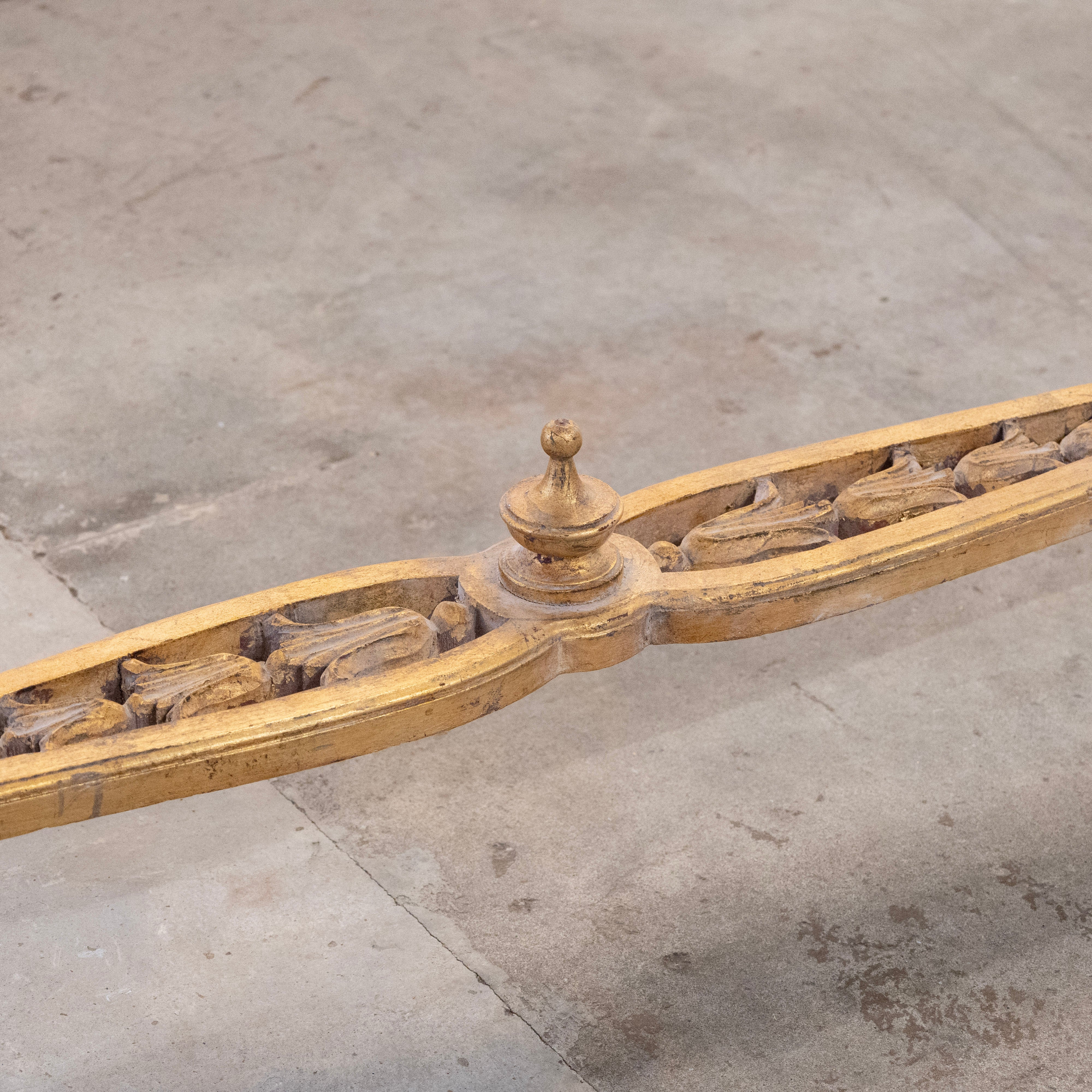 Louis XVI Gilded Console – Carved Trim & Fluted Legs with White Marble Top - Image 8