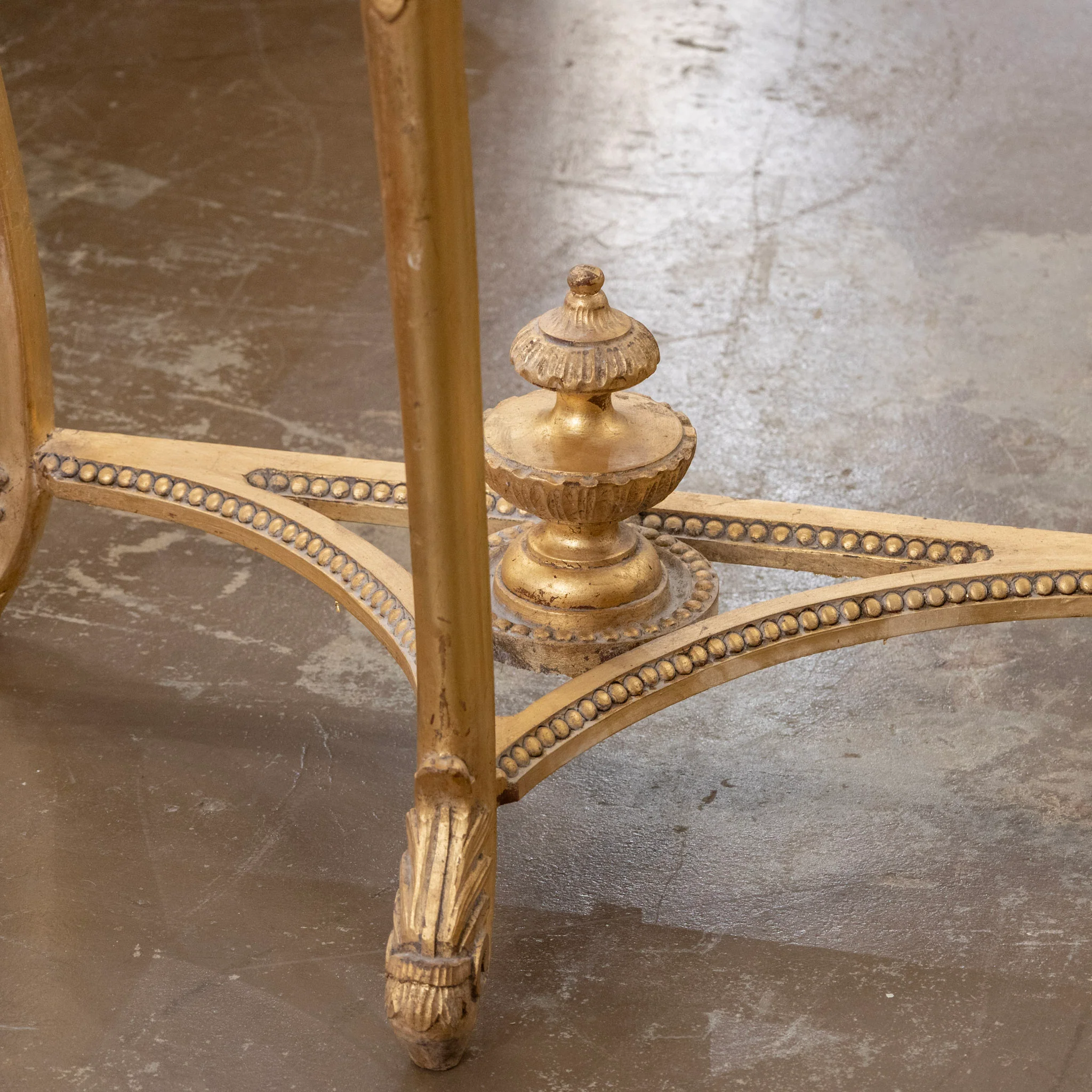 Louis XV Style Gilded Demilune Console Table – White Marble Top & Carved Trim - Image 10