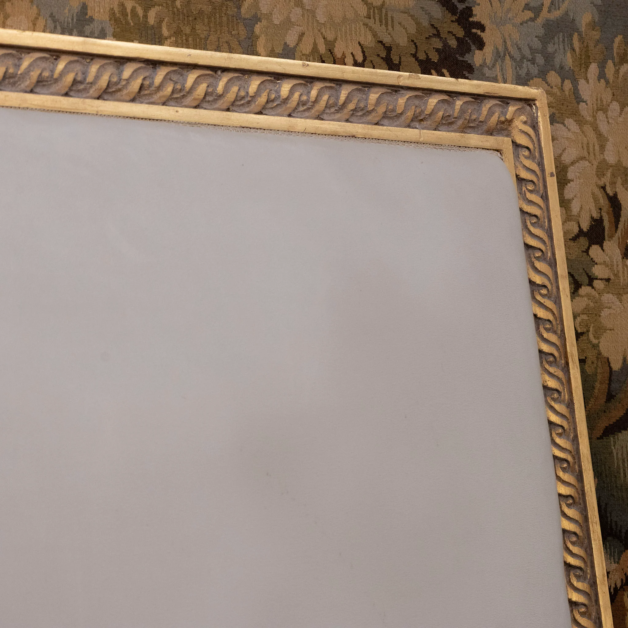 Louis XVI Gilded King Size Headboard – Rope Trim with Light Grey Velvet & Embroidered Back - Image 5