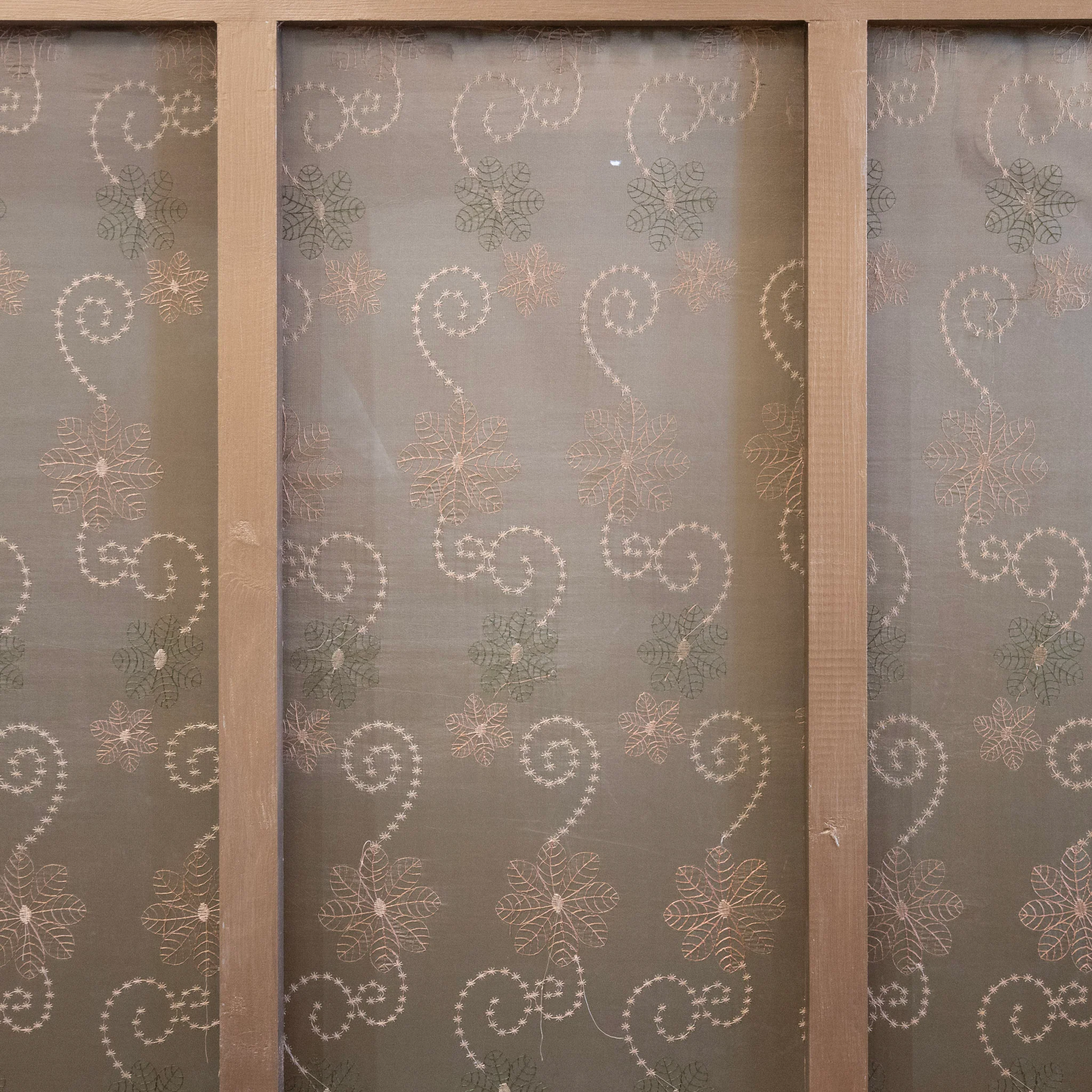 Louis XVI Gilded King Size Headboard – Rope Trim with Light Grey Velvet & Embroidered Back - Image 7