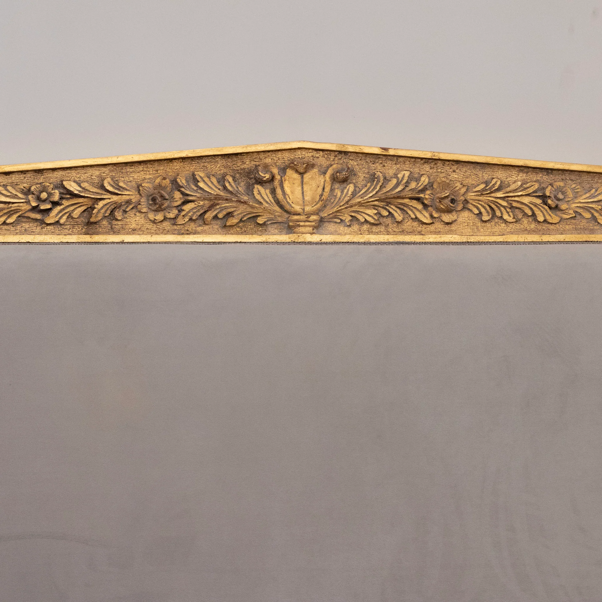Louis XVI Gilded King Bed Set with Carved Trim – Blue-Grey Velvet Upholstery - Image 6