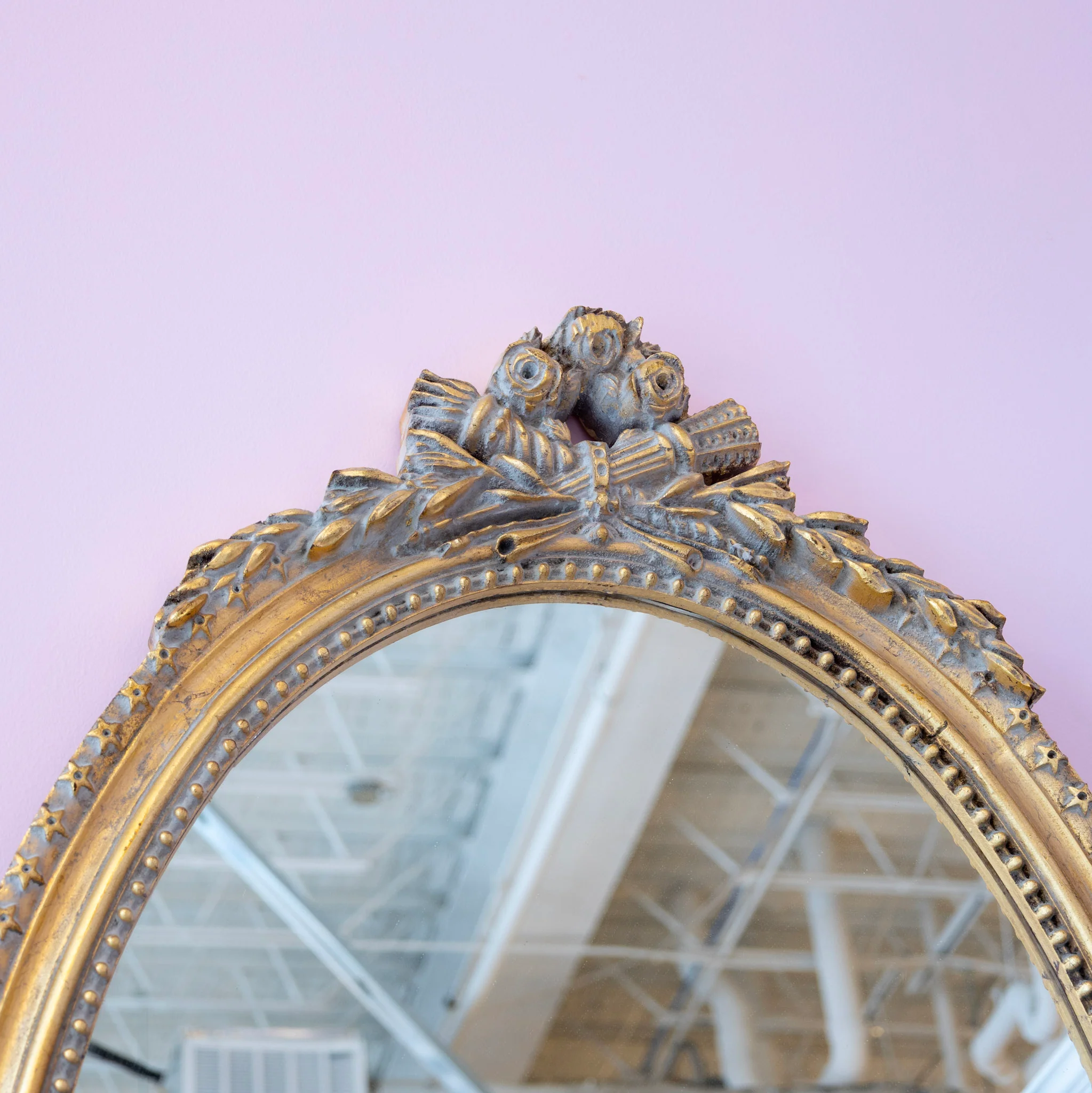 Louis XVI Gilded Oval Mirror – Ornate Carvings - Image 3
