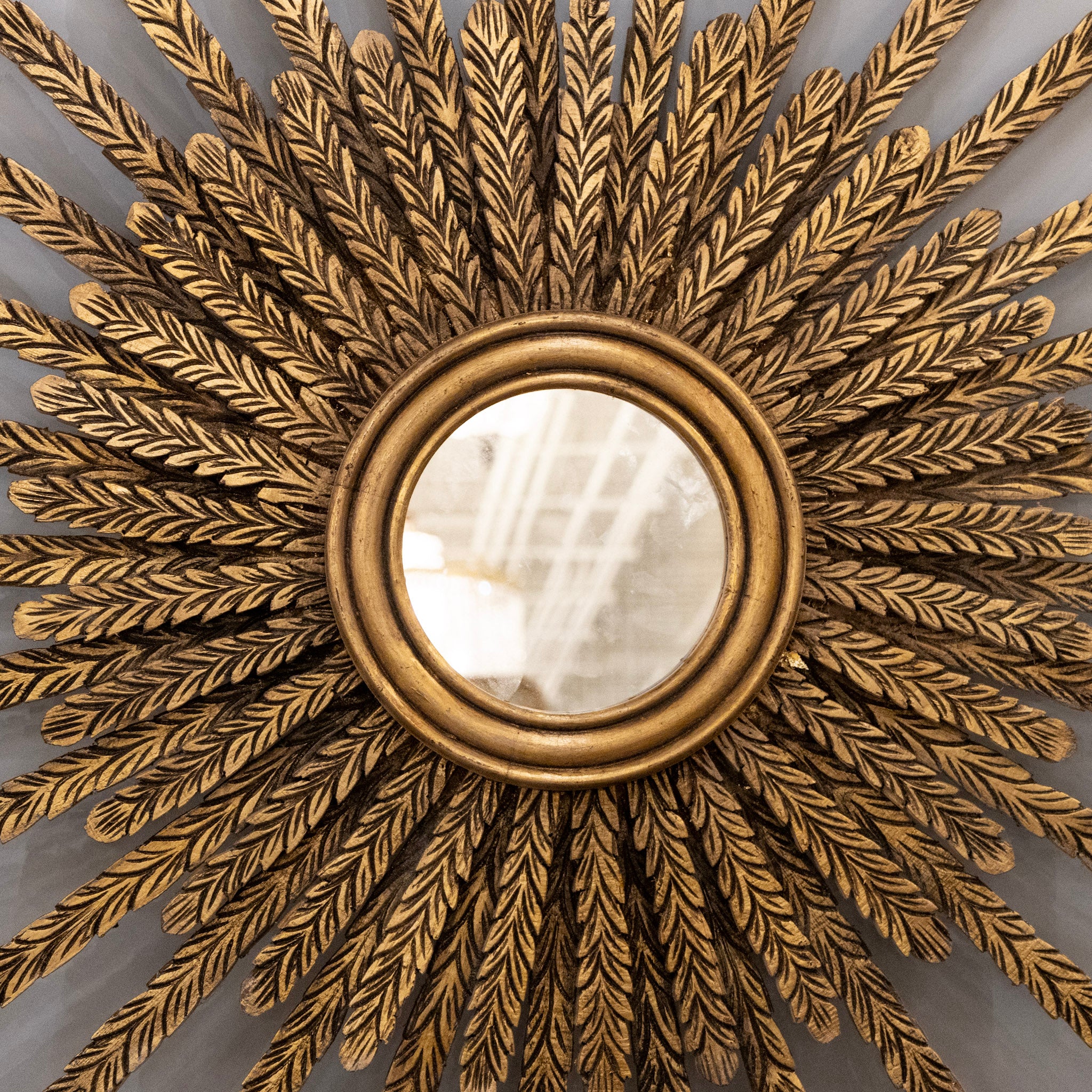 Louis XVI Gilded Wood Hand-Carved Sunburst Mirror - Image 5