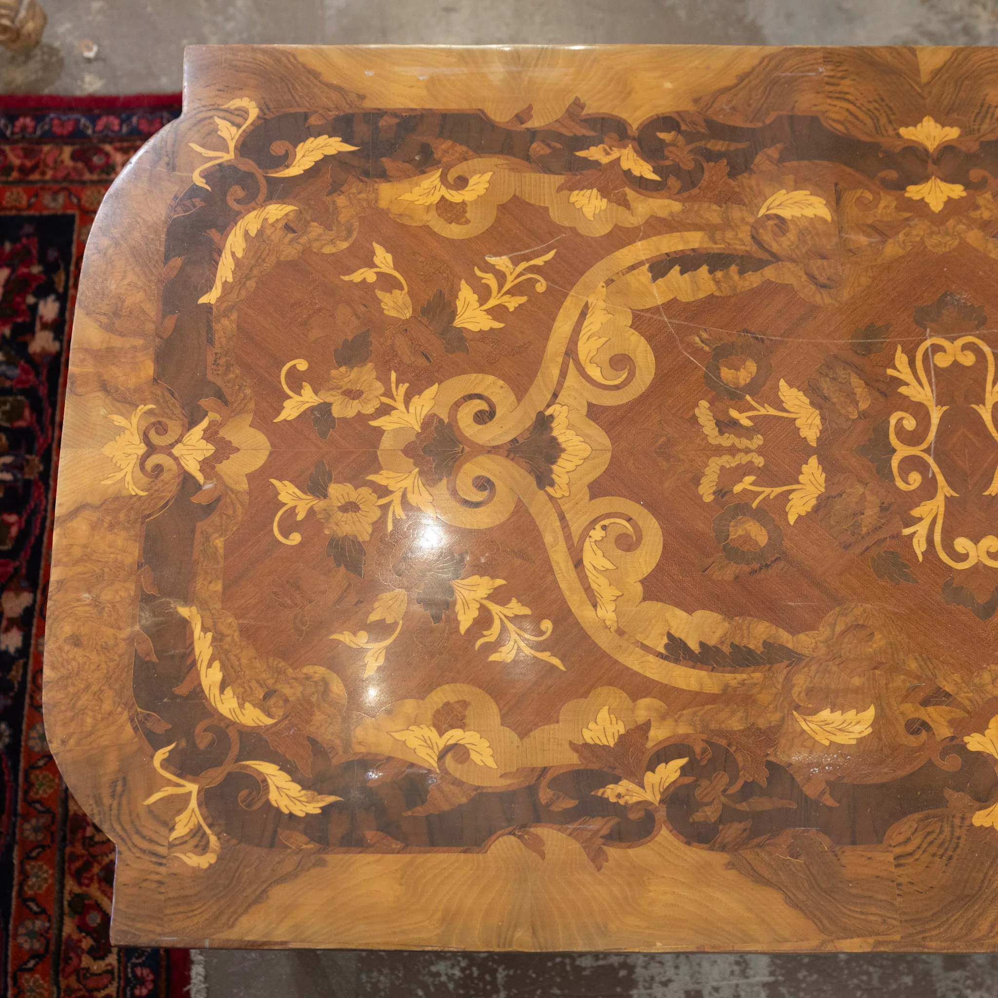 Louis XVI Lacquered Coffee Table – Bronze Mounts & Marquetry Top - Image 5