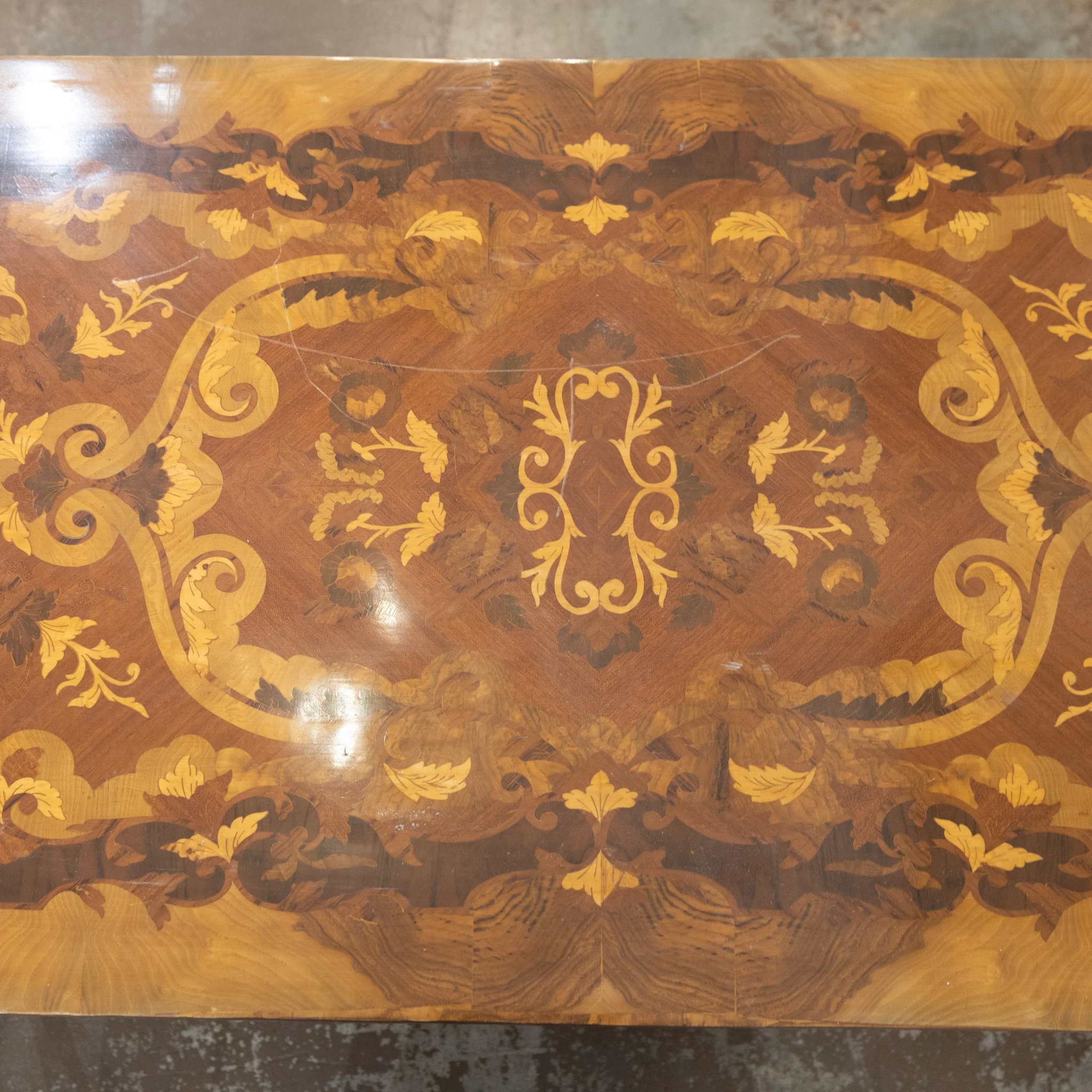Louis XVI Lacquered Coffee Table – Bronze Mounts & Marquetry Top - Image 6