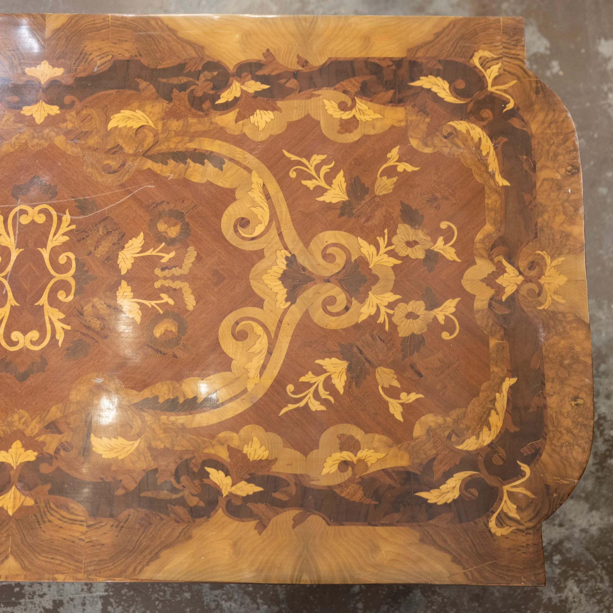 Louis XVI Lacquered Coffee Table – Bronze Mounts & Marquetry Top - Image 7