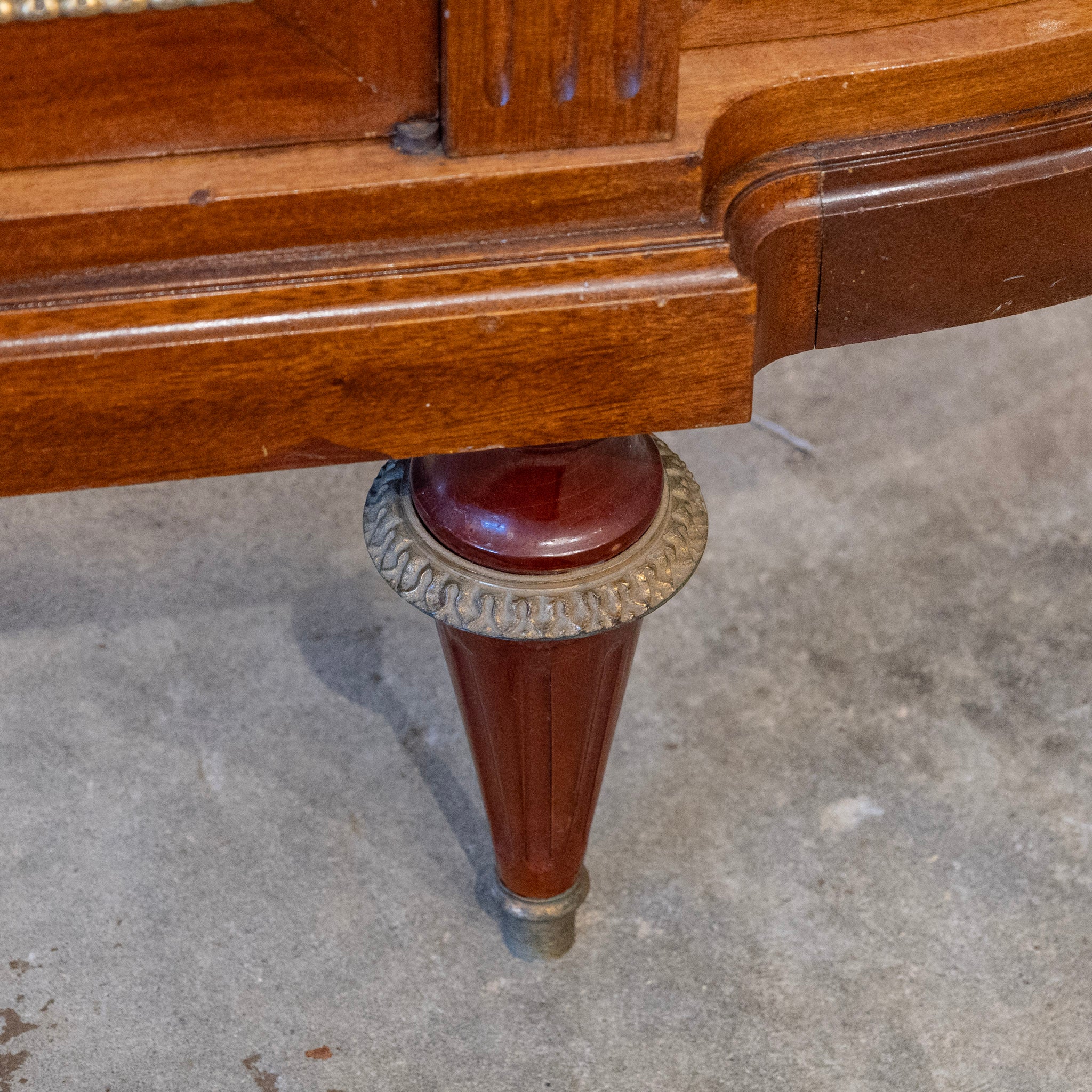 Louis XVI Mahogany Demilune Sideboard – Bronze Laurel Trim & White Marble Top - Image 14