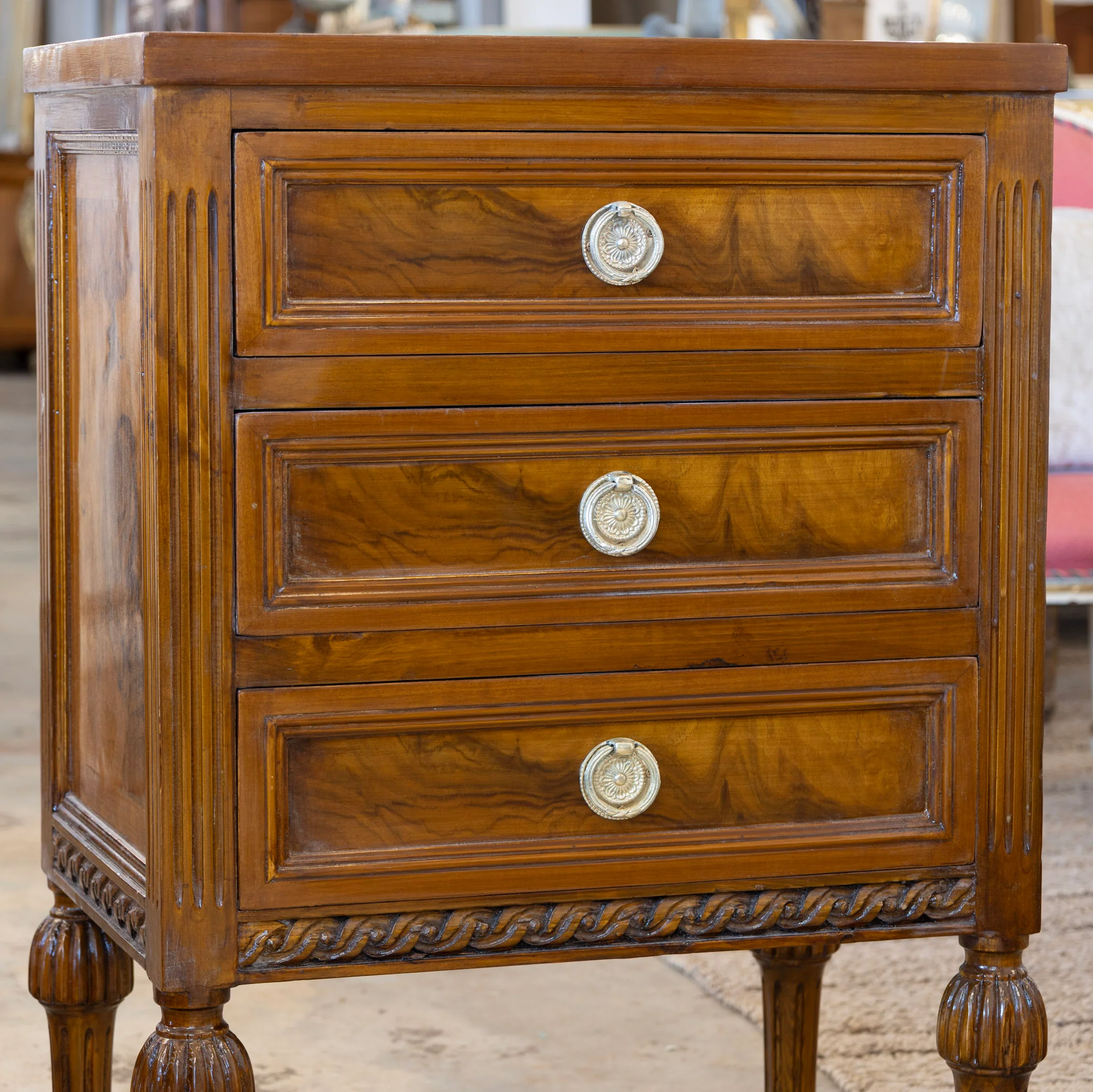 Louis XVI Nightstand – Burl Wood & Ballerina Legs - Image 5