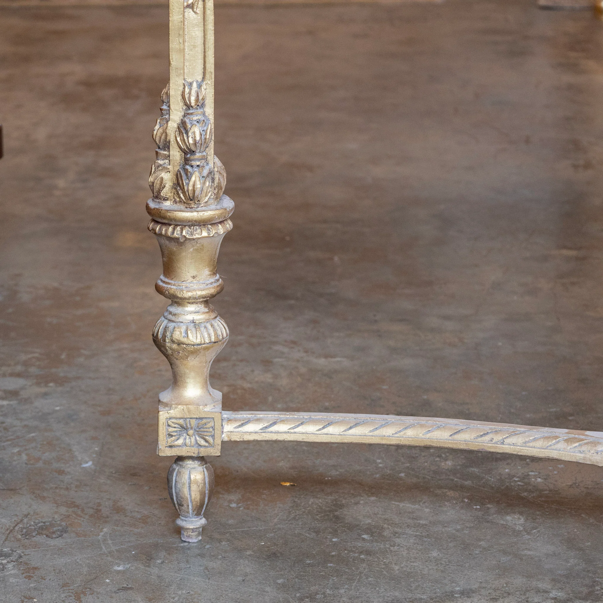 Louis XVI Ornate Gilded Console Table – Hand-Carved Florals & White Marble Top - Image 10