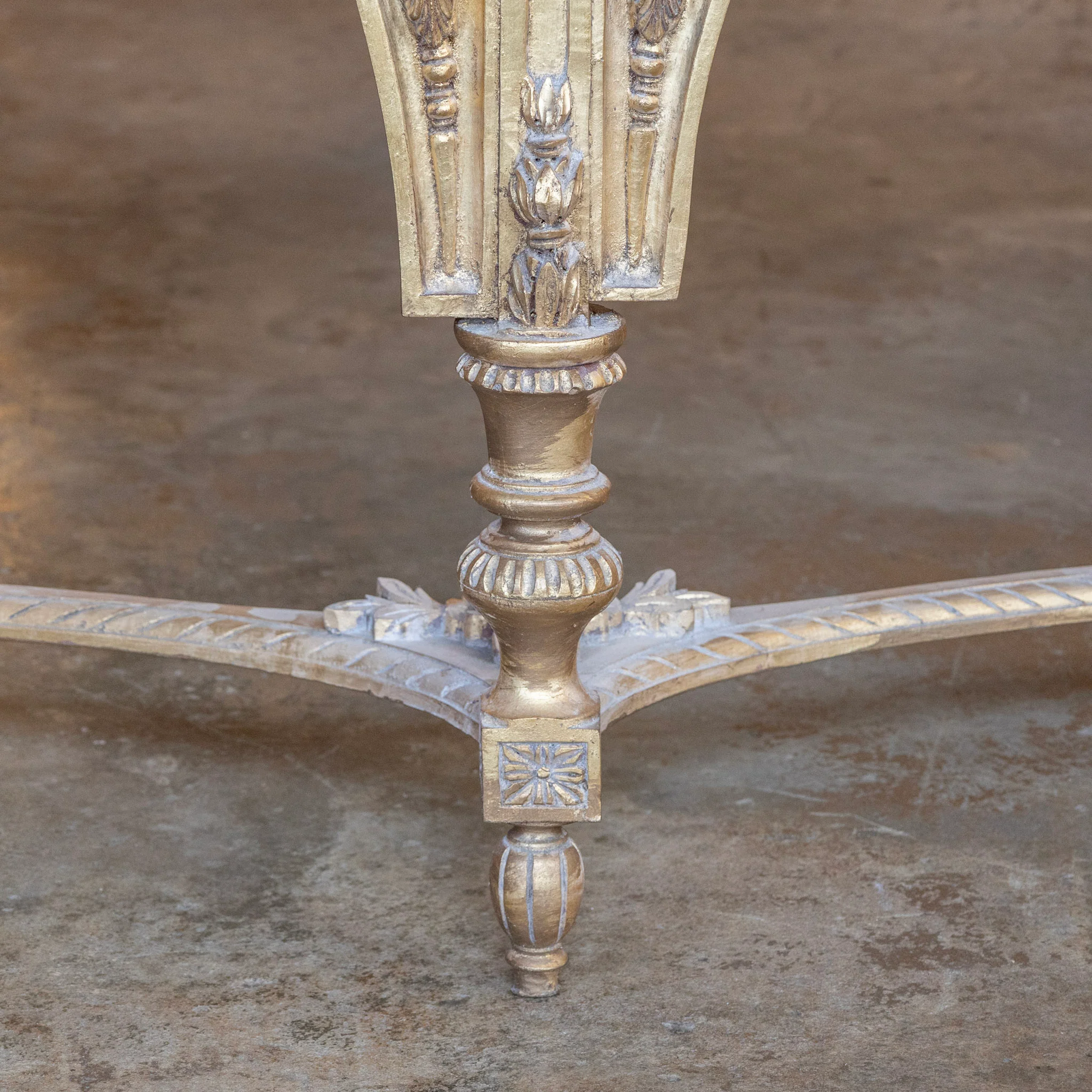 Louis XVI Ornate Gilded Console Table – Hand-Carved Florals & White Marble Top - Image 9