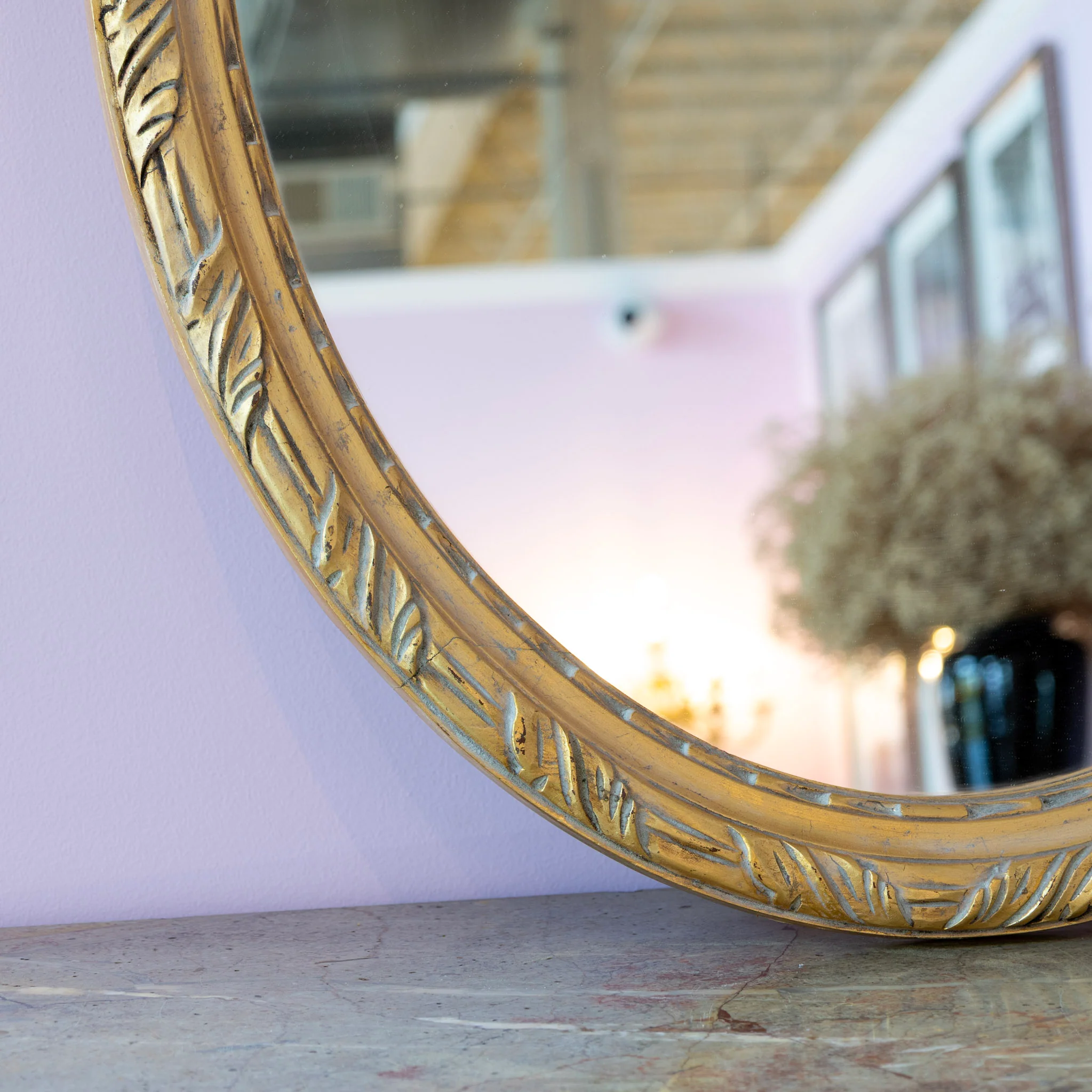 Louis XVI Oval Gilded Mirror – Bow Carvings - Image 4