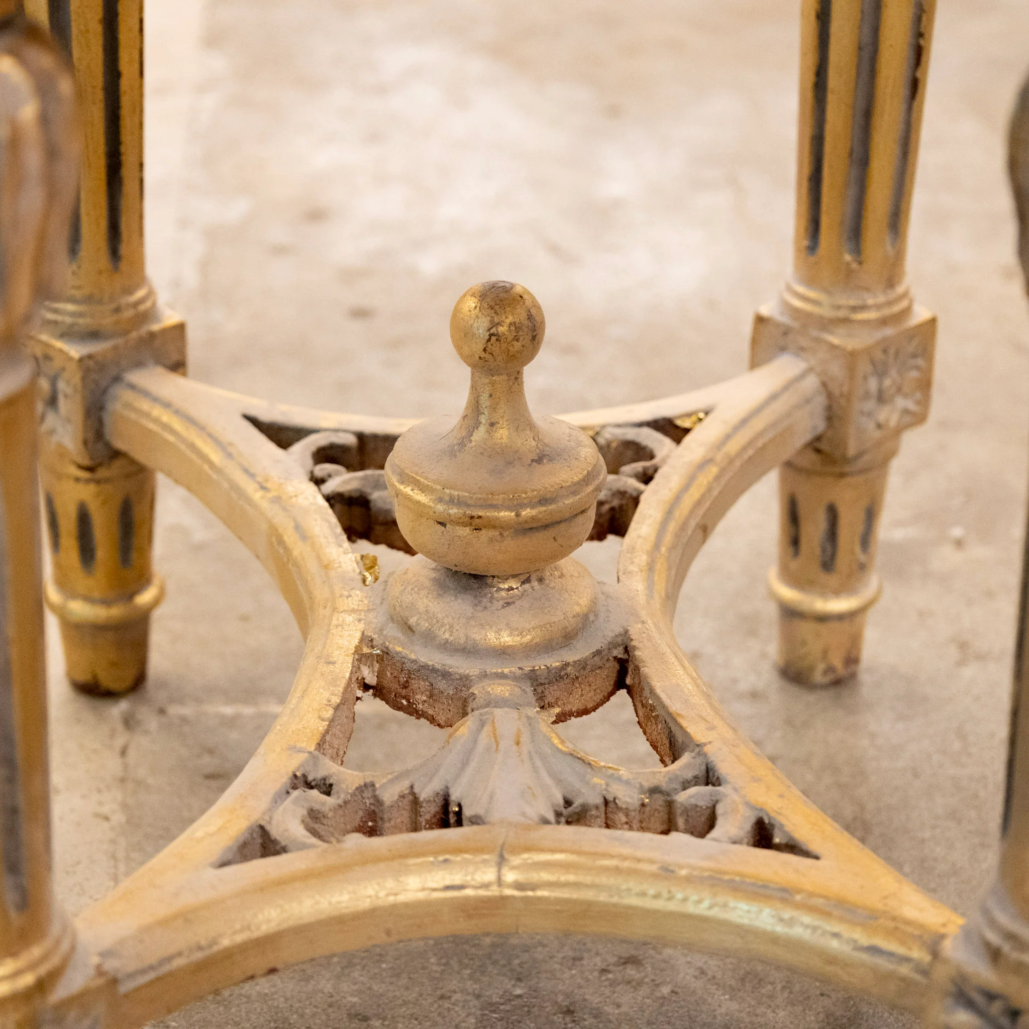 Louis XVI Oval Gilded Stool - Pink Velvet Polka Dot - Image 7