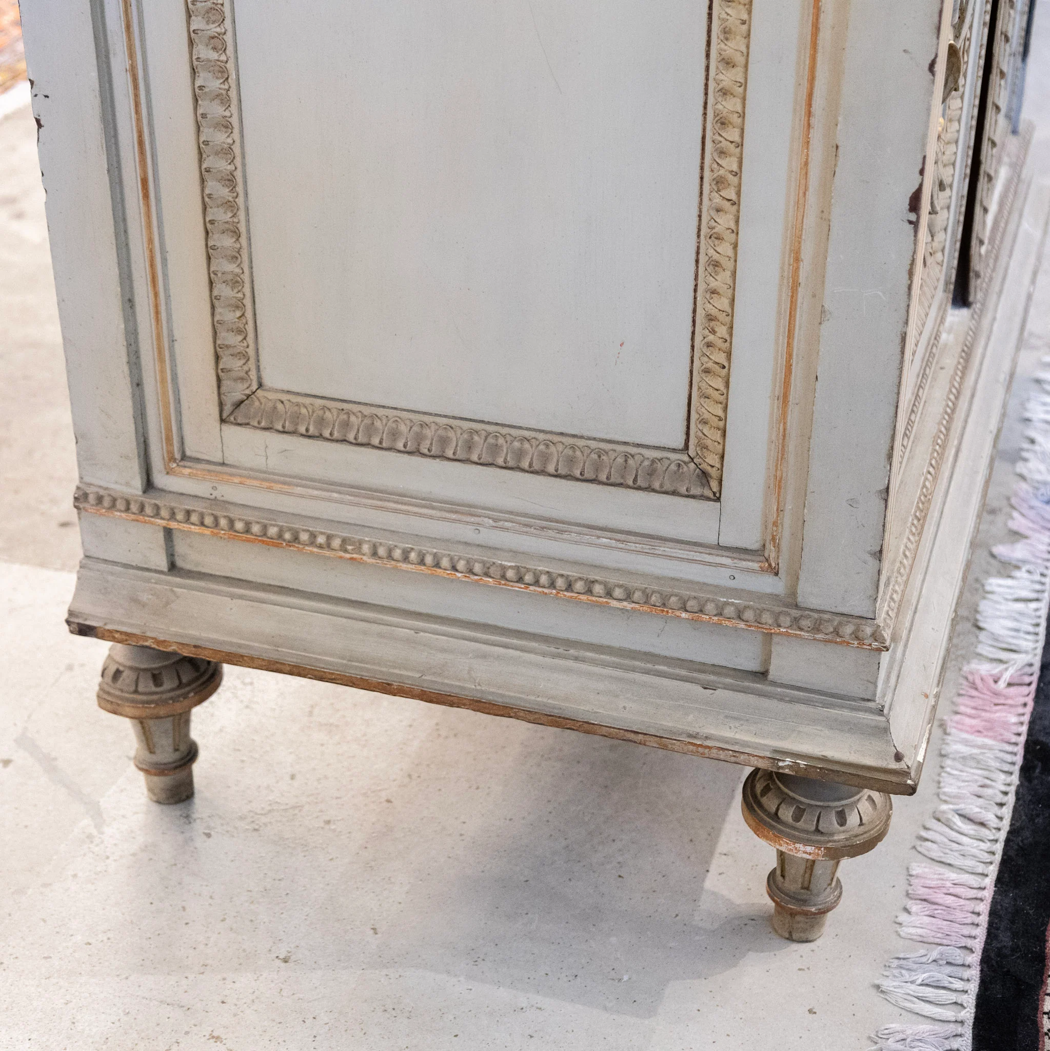 Louis XVI Sage Green Gilded Cabinet – Musical Ribbon Carvings & Breccia Marble Top - Image 10