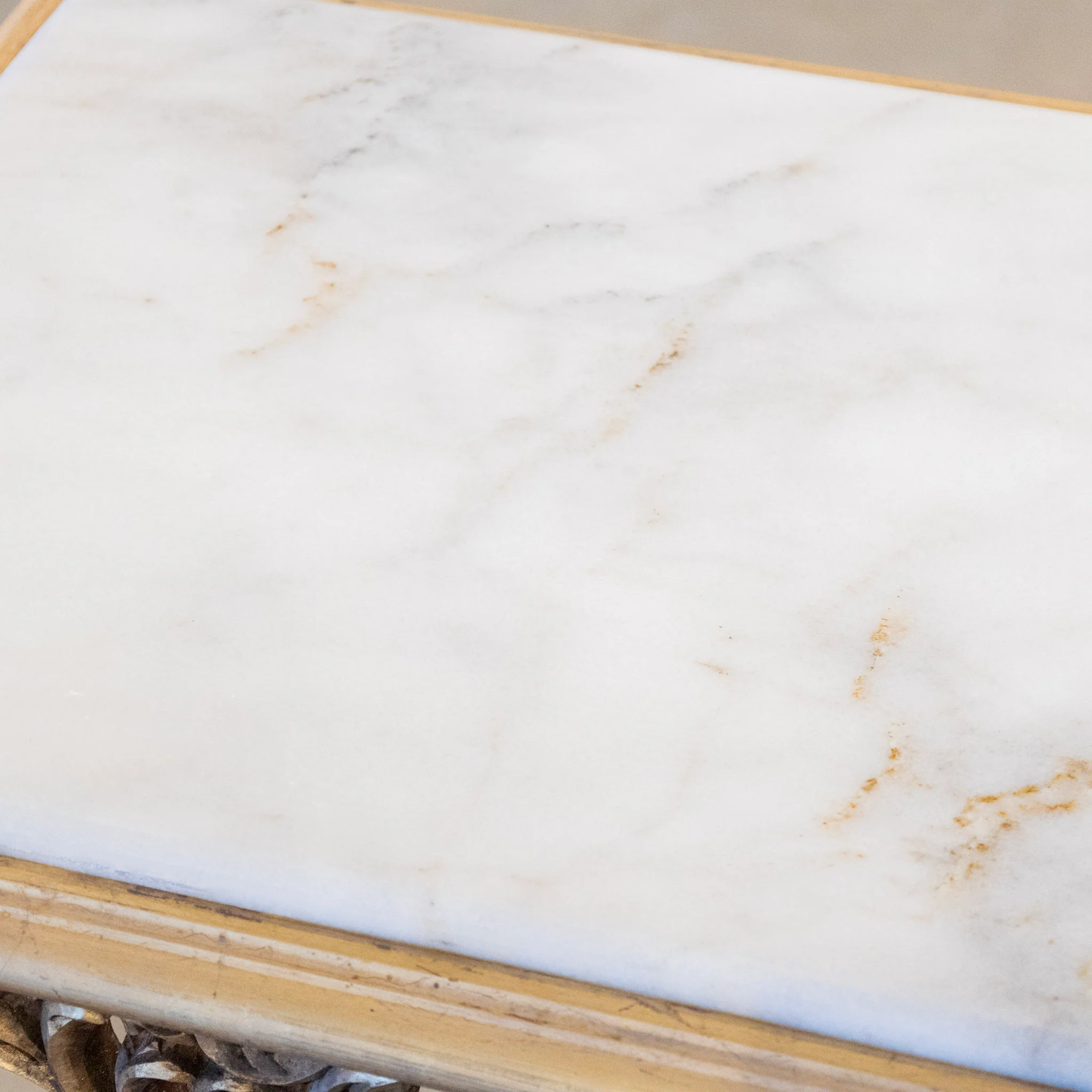 Louis XVI Side Table –  Carved Gilded Frame & White Marble Top - Image 6