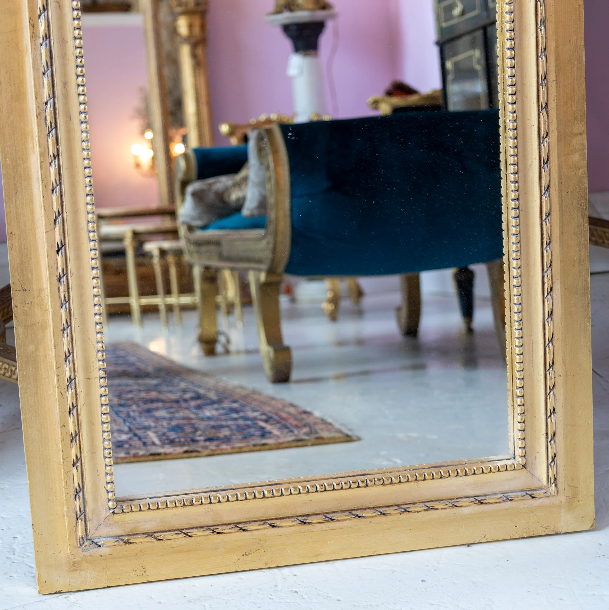 Louis XVI Trumeau Mirror – Gilded Frame with Detailed Carvings - Image 3