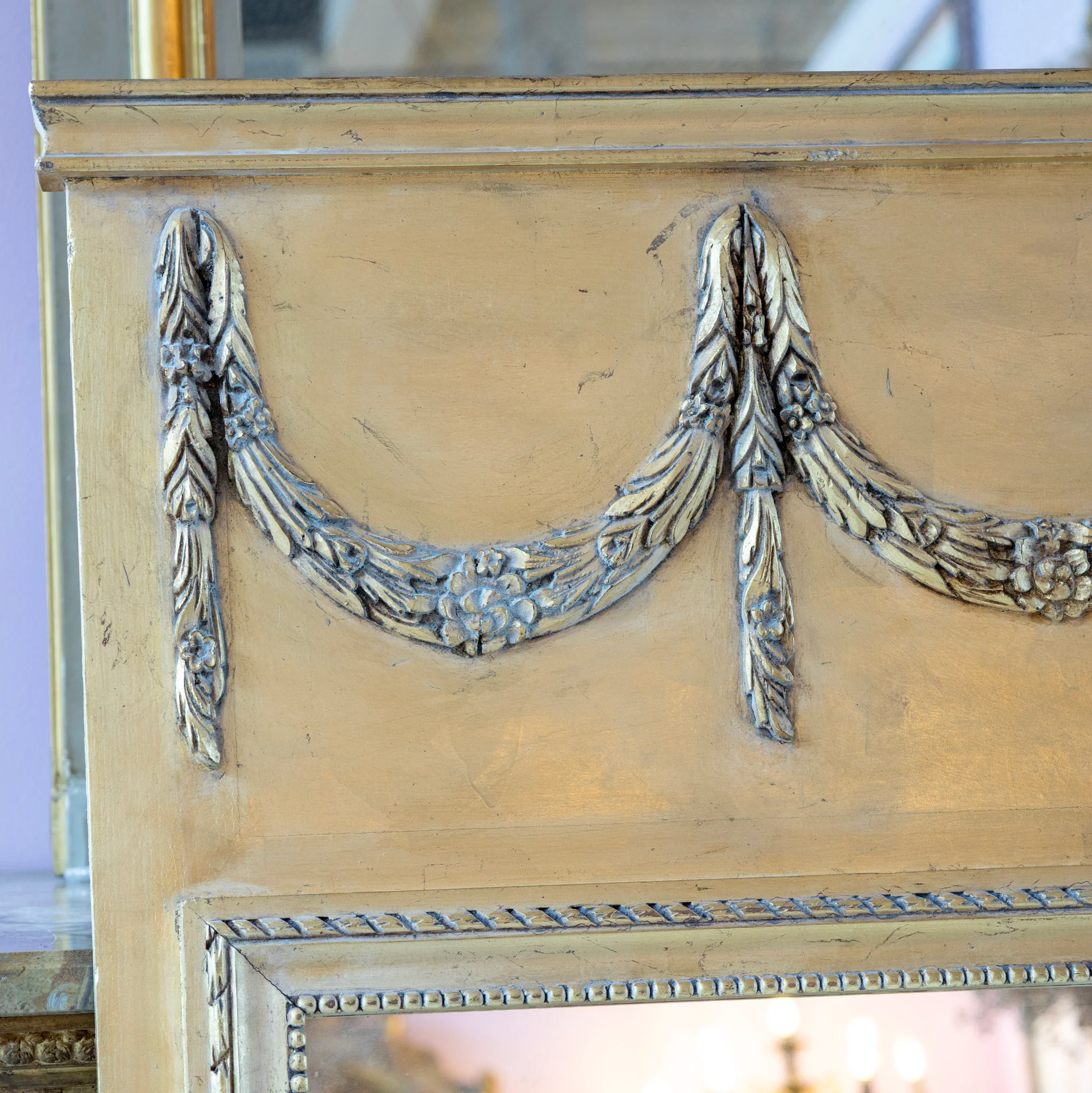 Louis XVI Trumeau Mirror – Gilded Frame with Detailed Carvings - Image 4